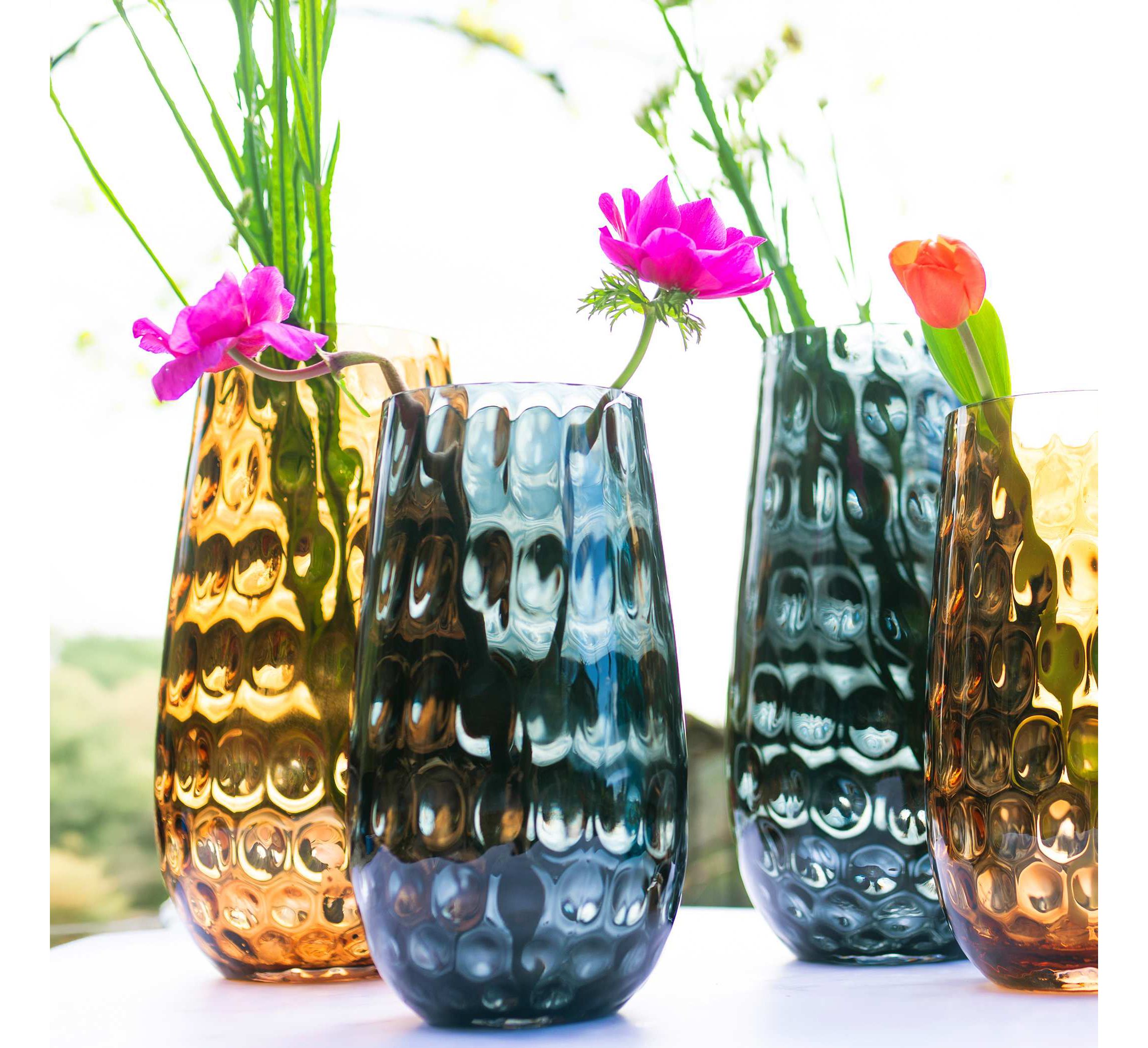 Bolla Glass Gray Small Pebbled Vase