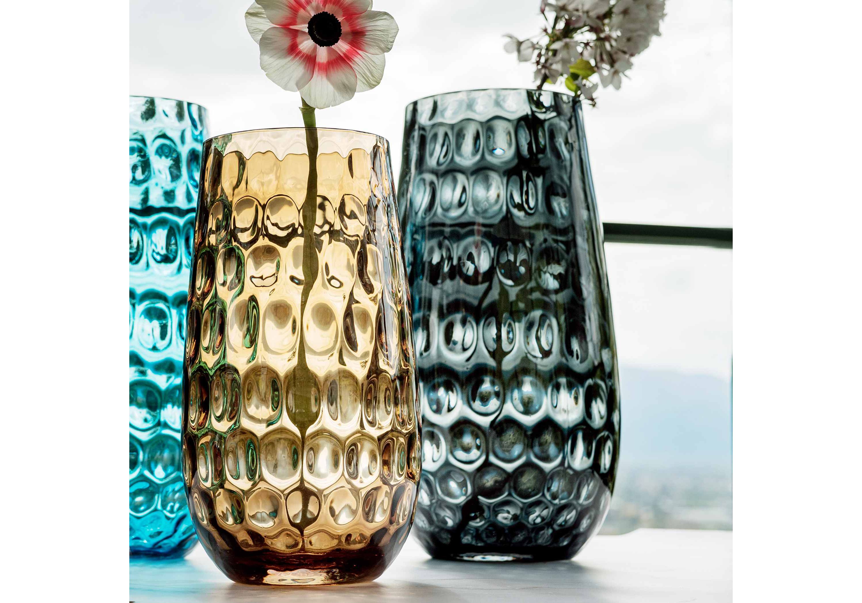 Bolla Glass Gray Medium Pebbled Vase
