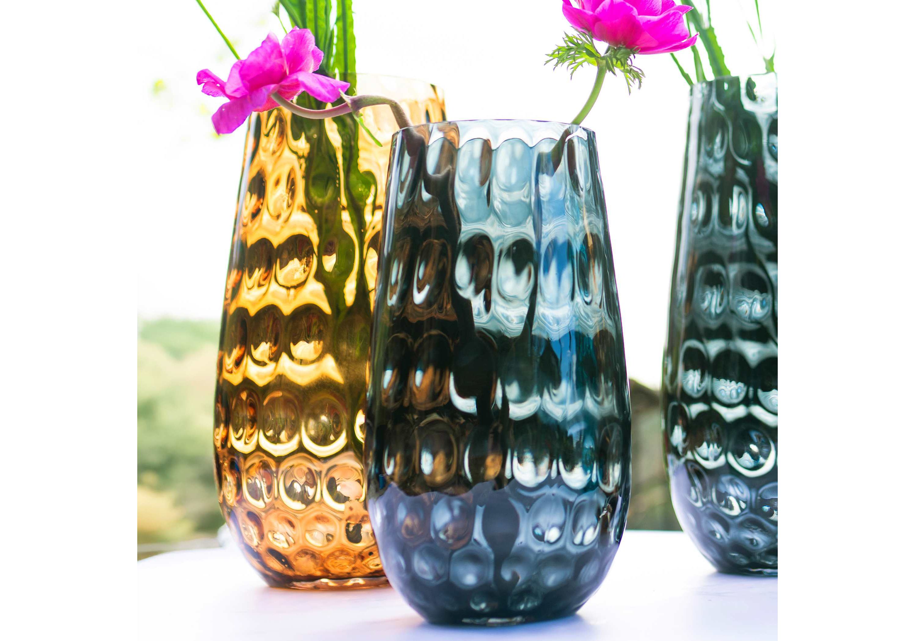 Bolla Glass Tortoise Medium Pebbled Vase