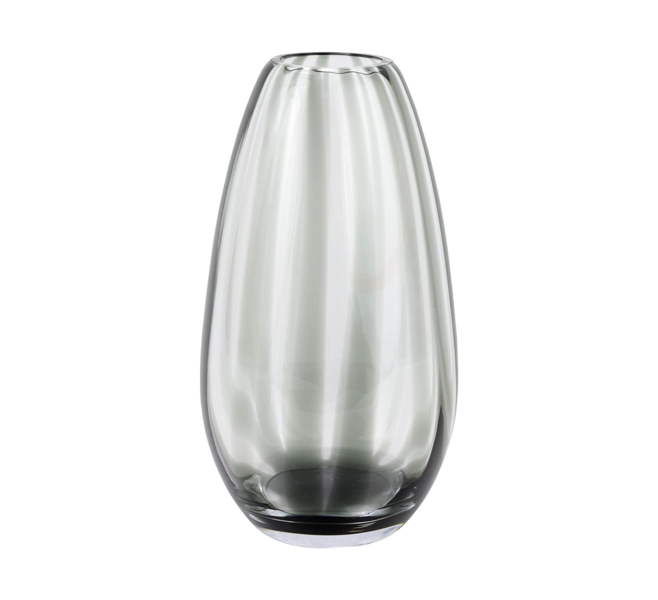 Bolla Glass Gray Medium Pleated Vase