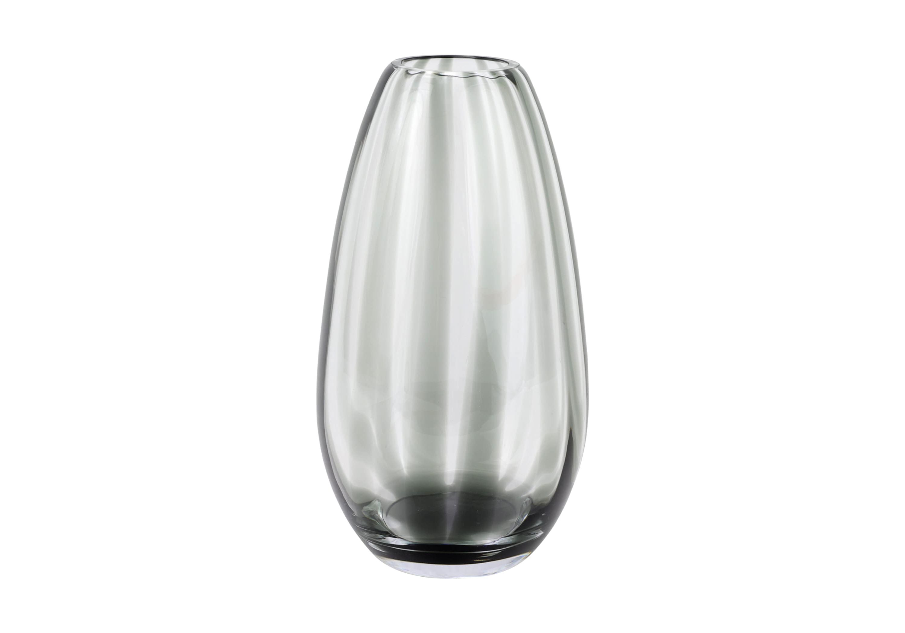 Bolla Glass Gray Medium Pleated Vase