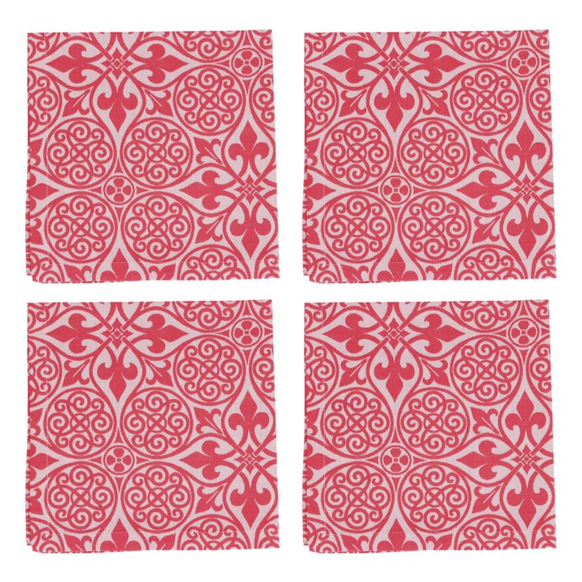 Damask Red Napkins - Set of 4