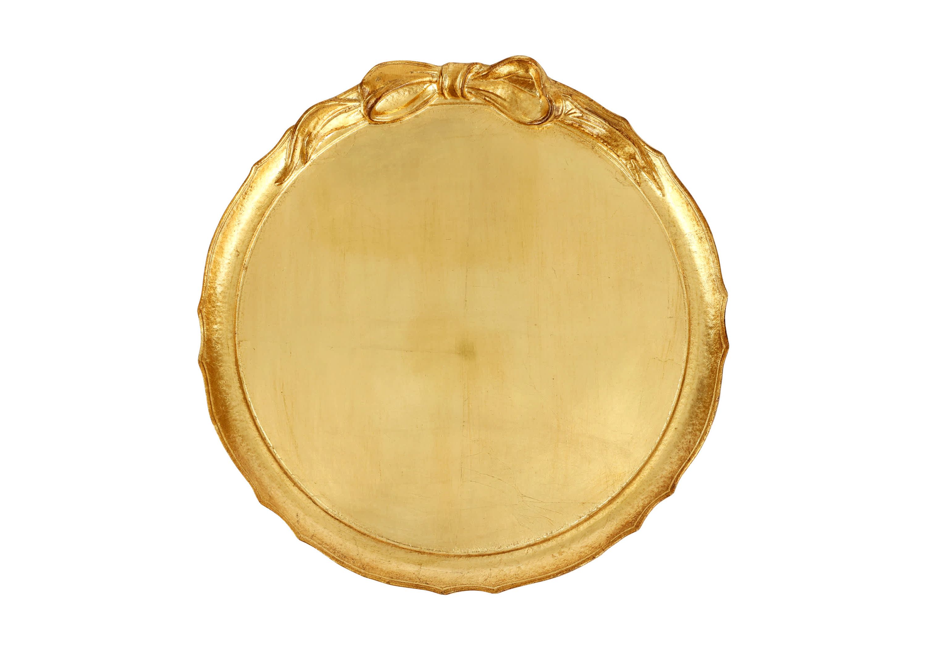 Florentine Wooden Accessories Gold Bow Round Tray