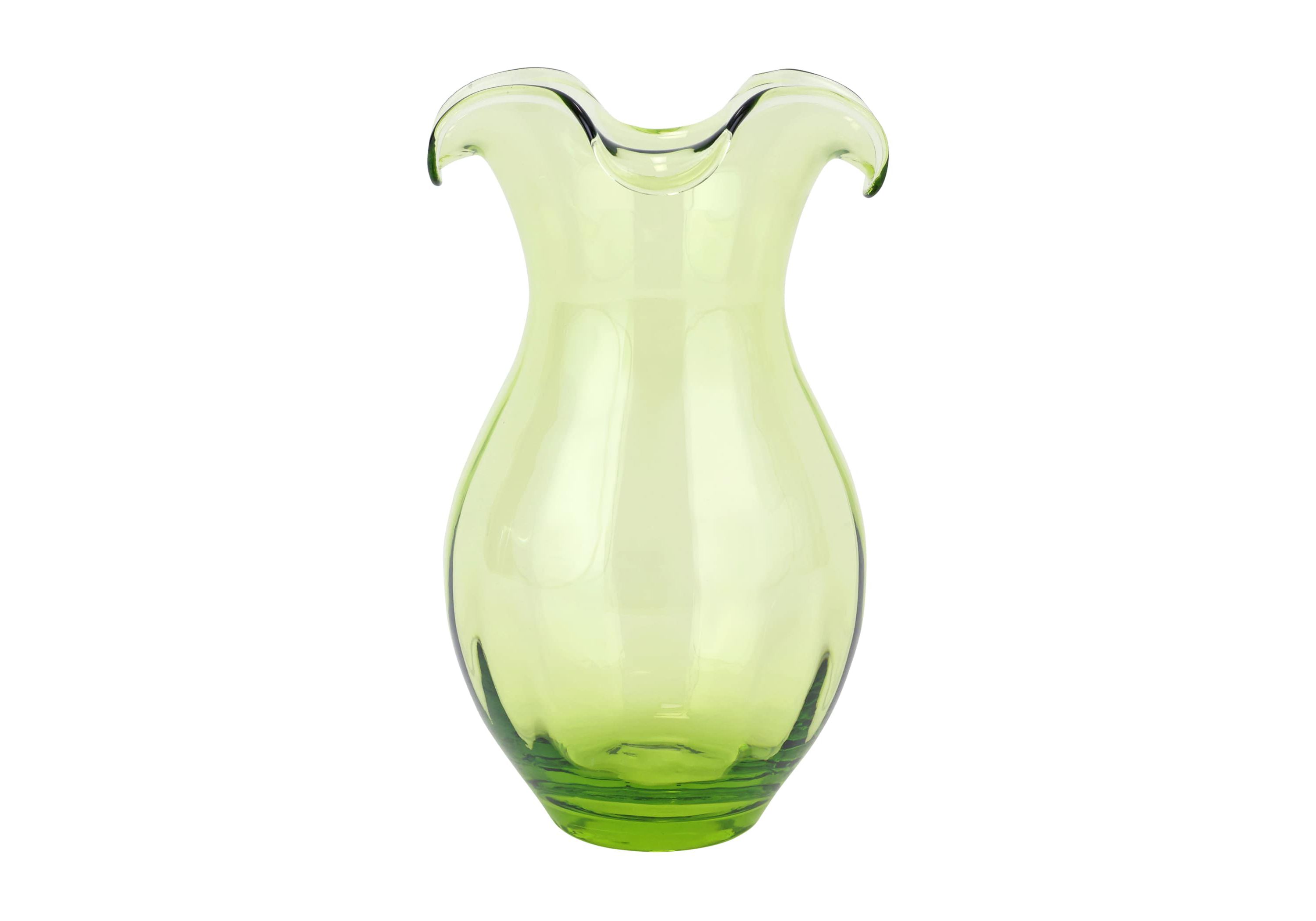 Hibiscus Glass Green Vertical Fluted Medium Vase