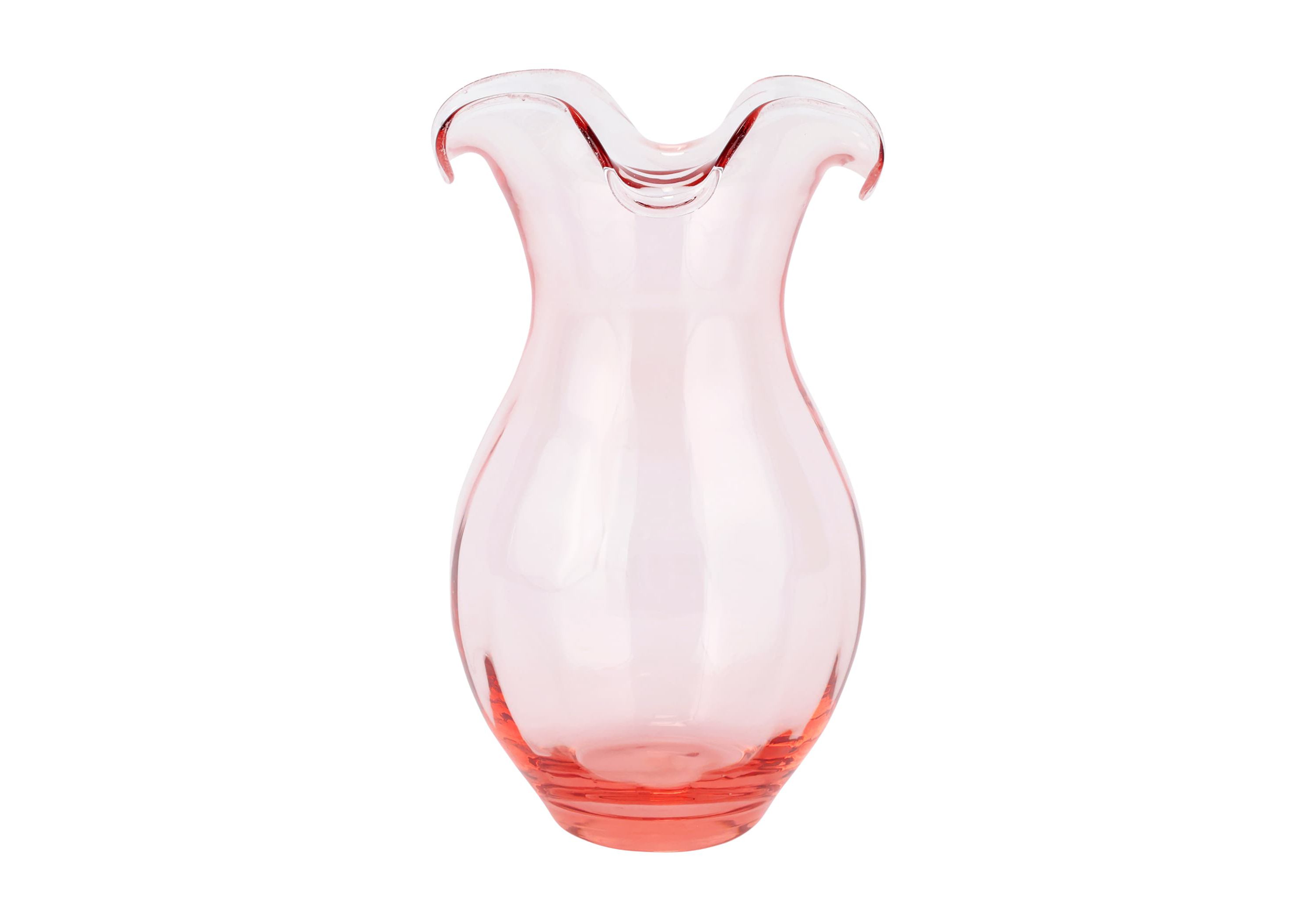 Hibiscus Glass Pink Vertical Fluted Medium Vase