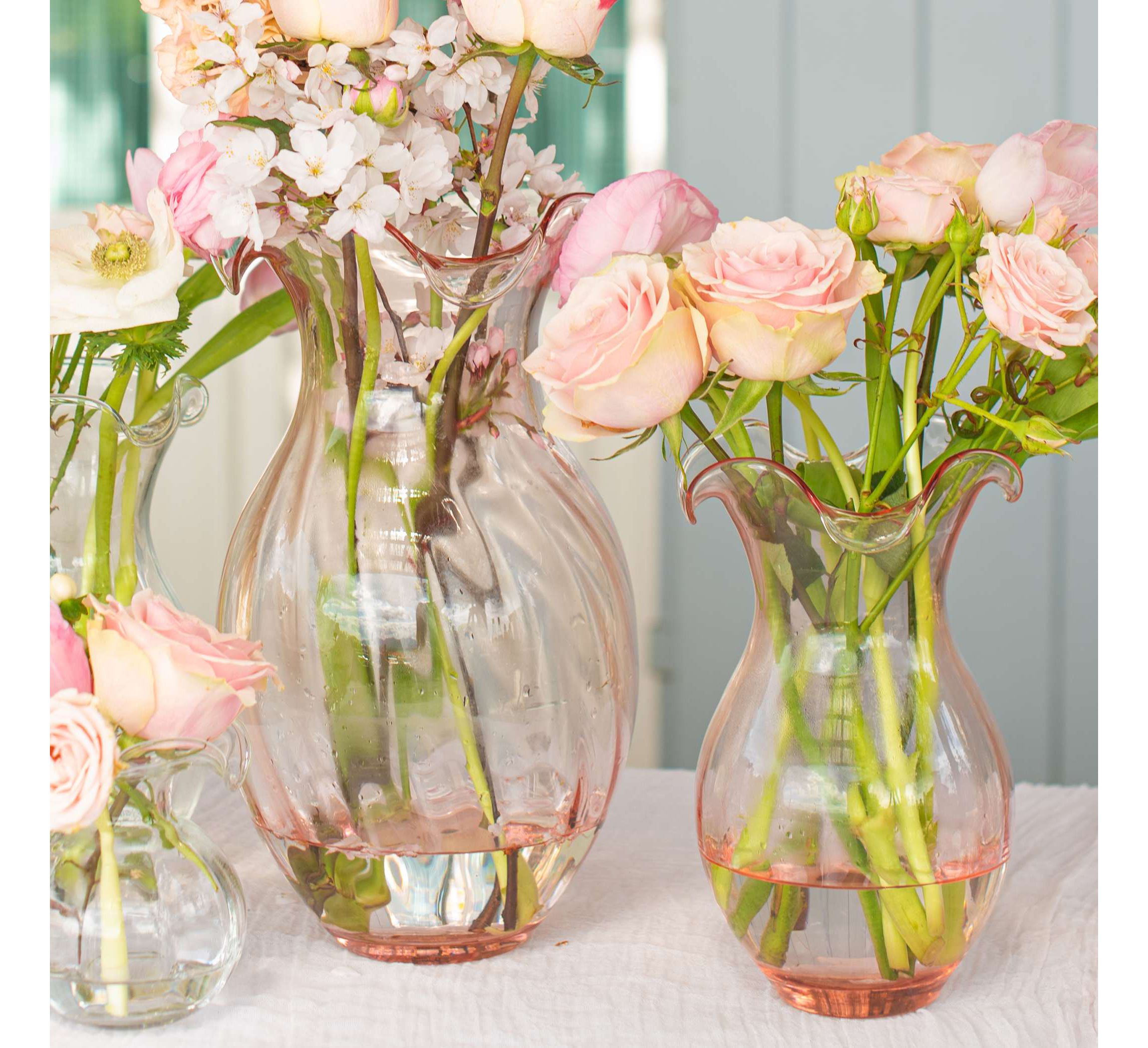Hibiscus Glass Pink Vertical Fluted Medium Vase
