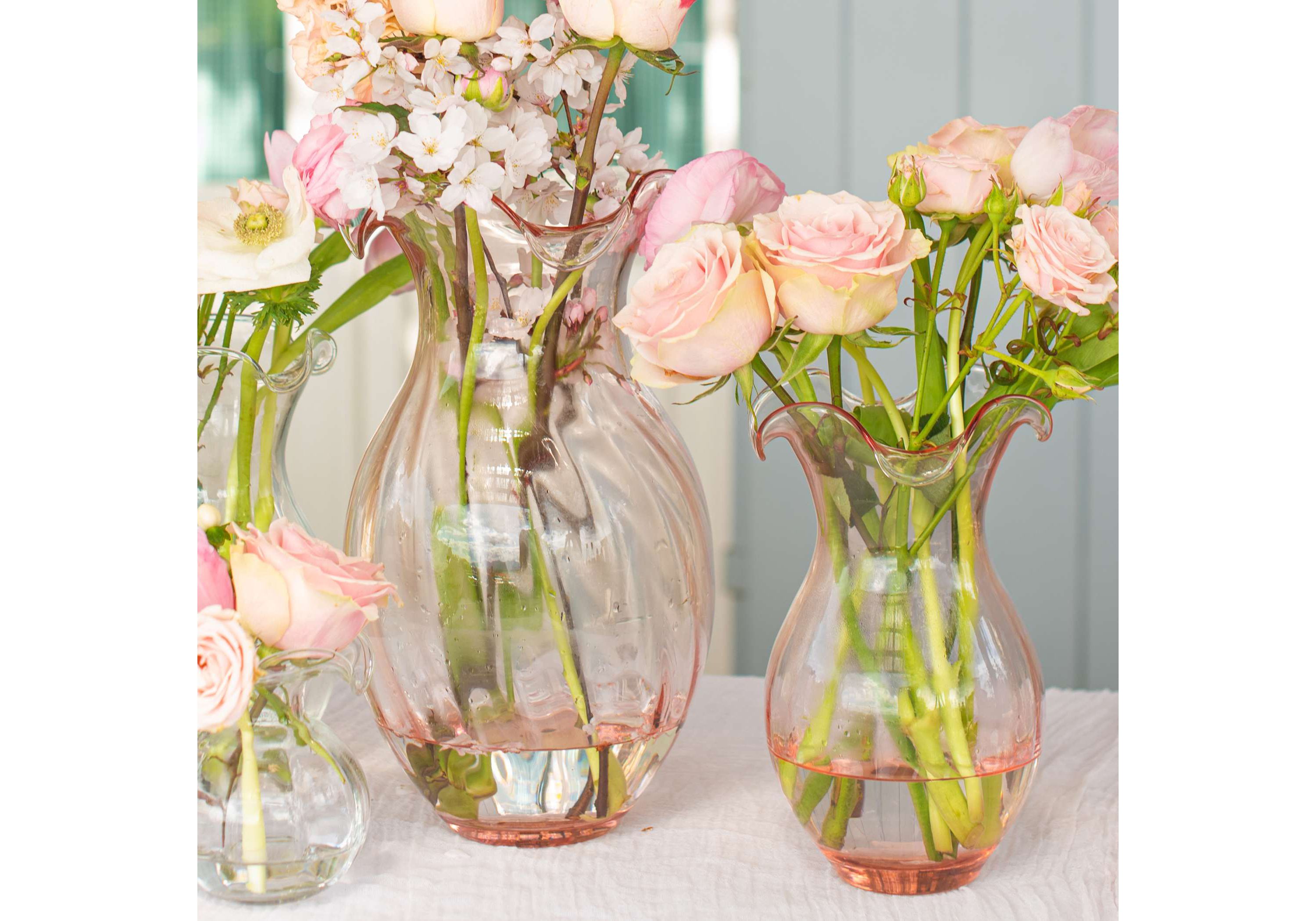 Hibiscus Glass Pink Vertical Fluted Medium Vase