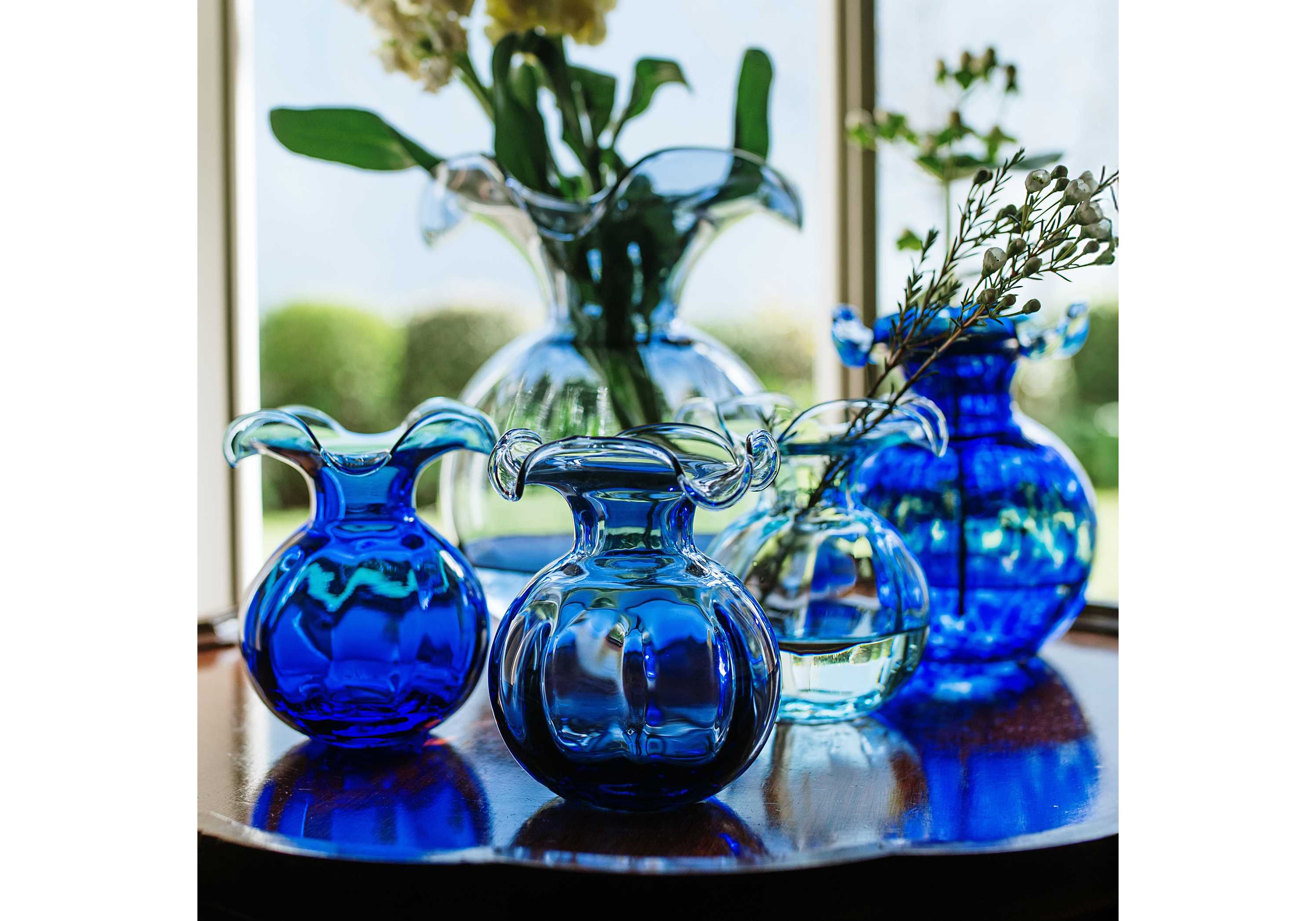 Hibiscus Glass Indigo Bud Vase