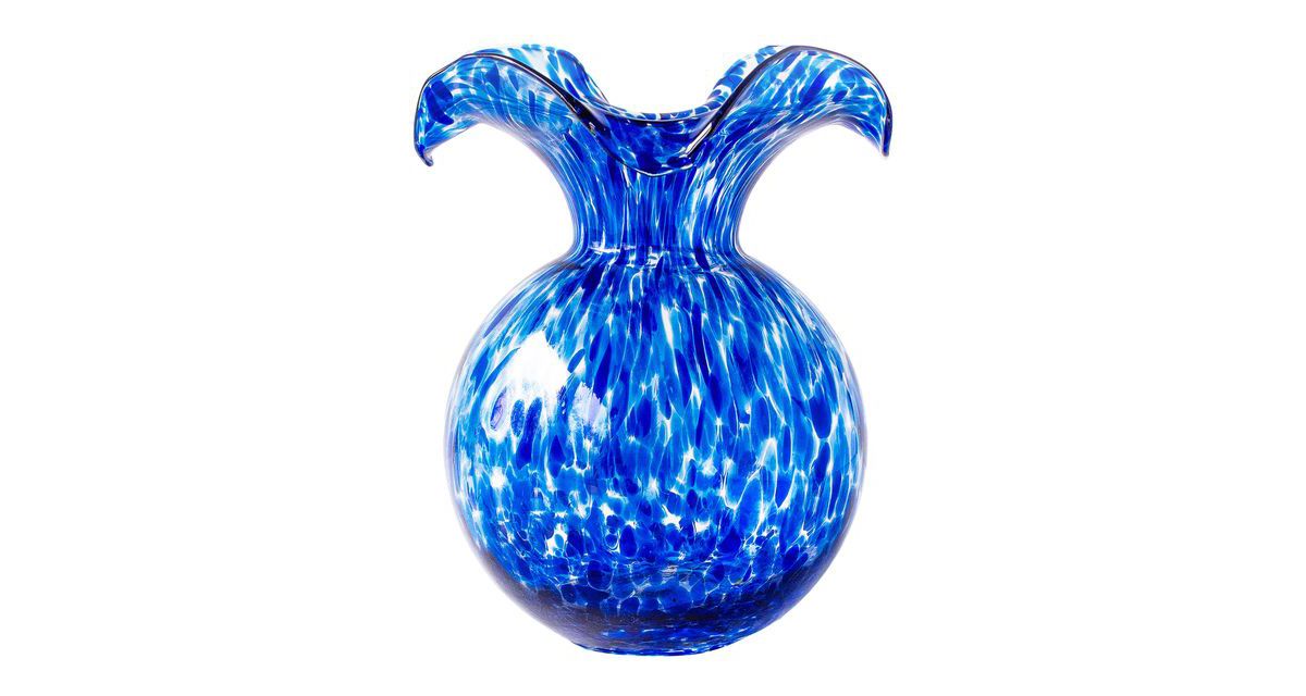 Hibiscus Glass Cobalt Tortoiseshell Small Fluted Vase