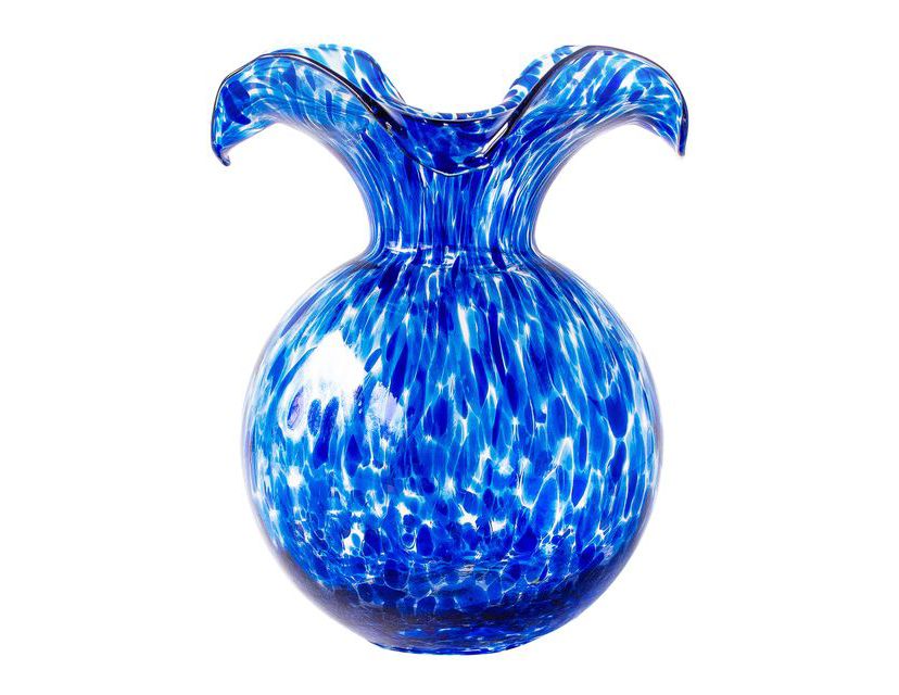 Hibiscus Glass Cobalt Tortoiseshell Small Fluted Vase