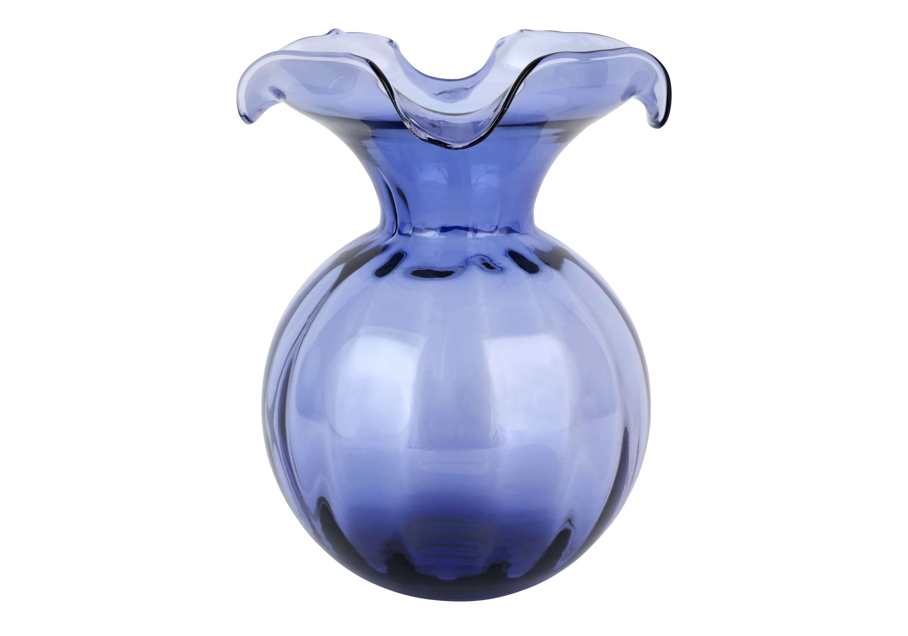 Hibiscus Glass Indigo Medium Fluted Vase