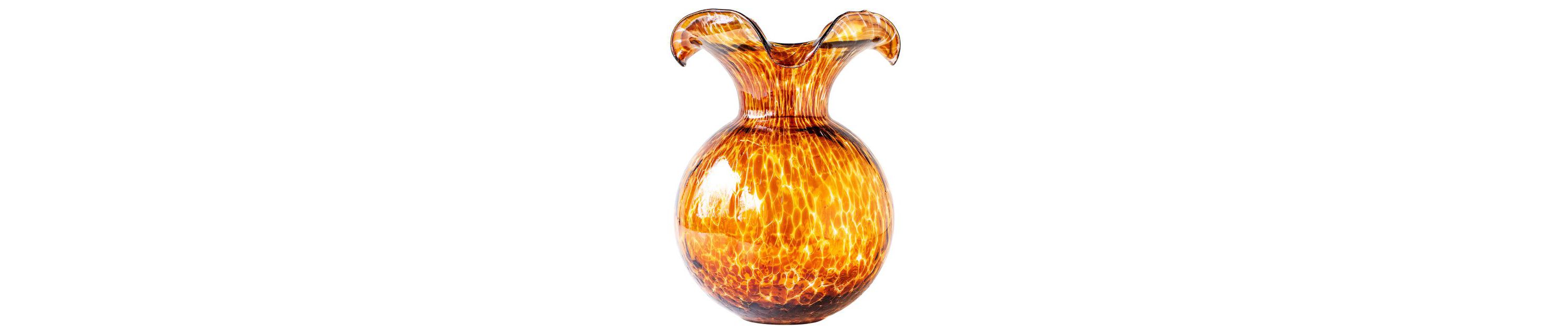 Hibiscus Glass Brown Tortoiseshell Large Fluted Vase