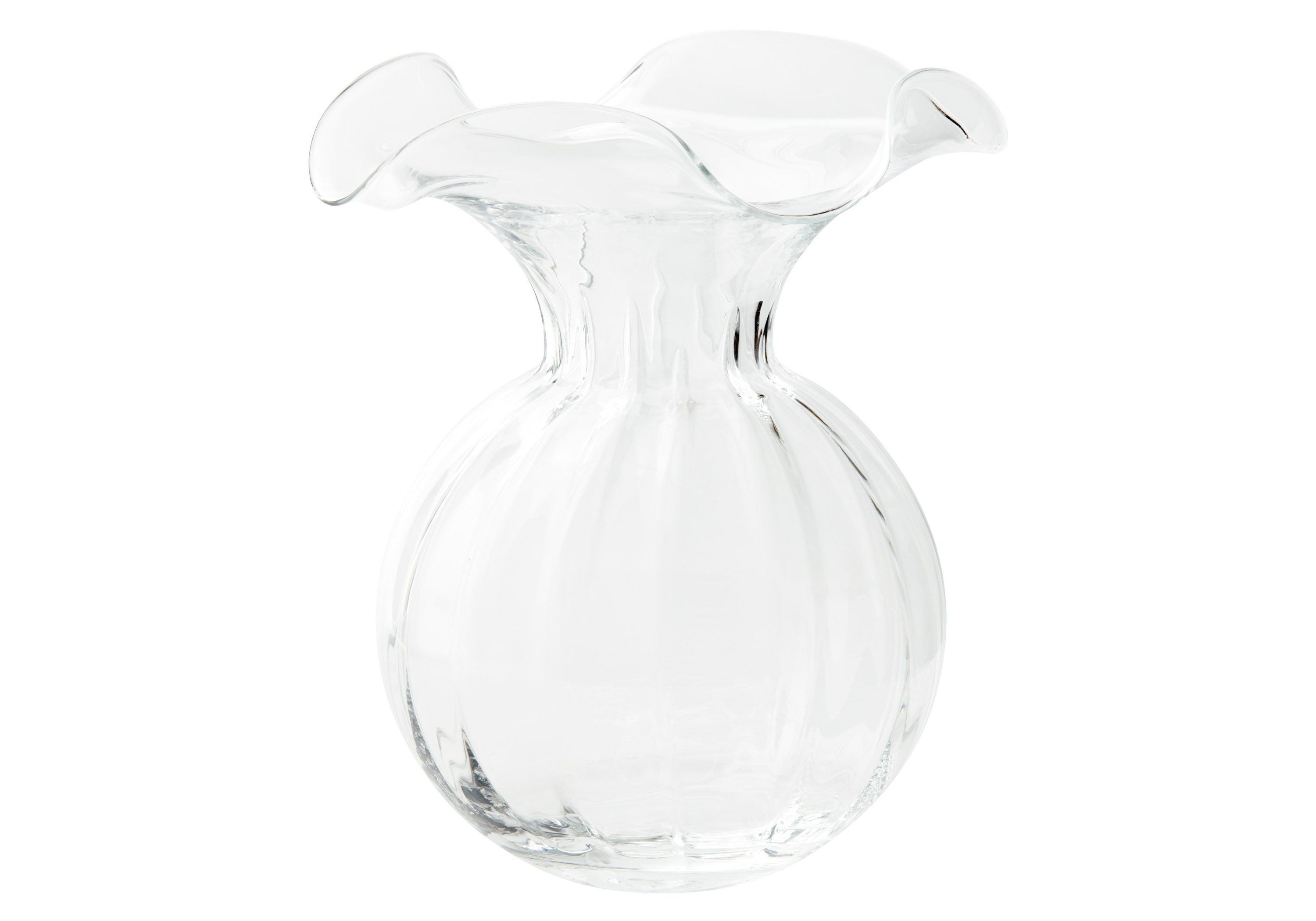 Hibiscus Glass Clear Large Fluted Vase