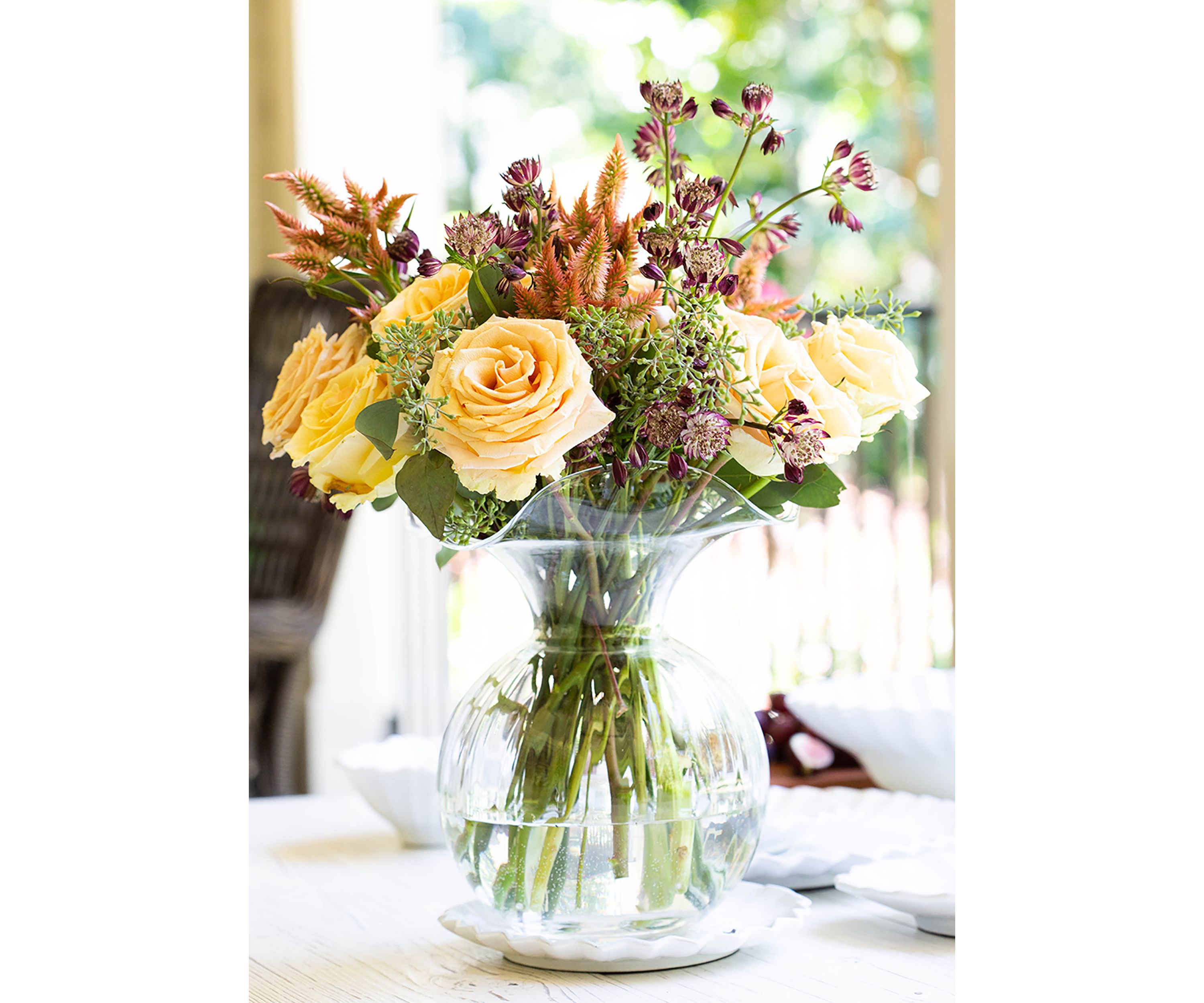 Hibiscus Glass Clear Large Fluted Vase