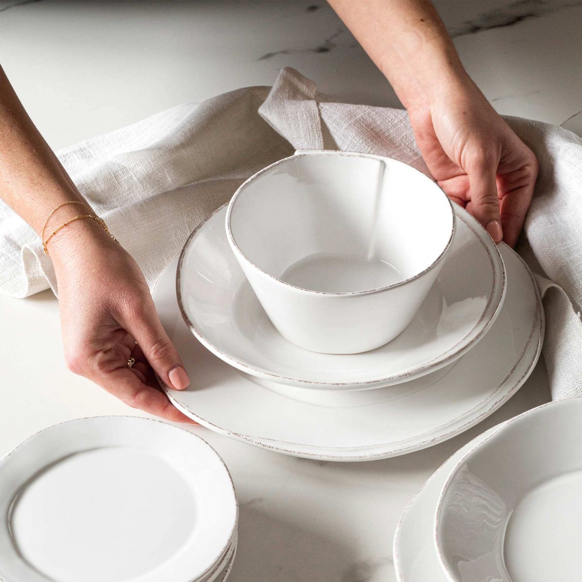 Lastra White Stacking Cereal Bowl