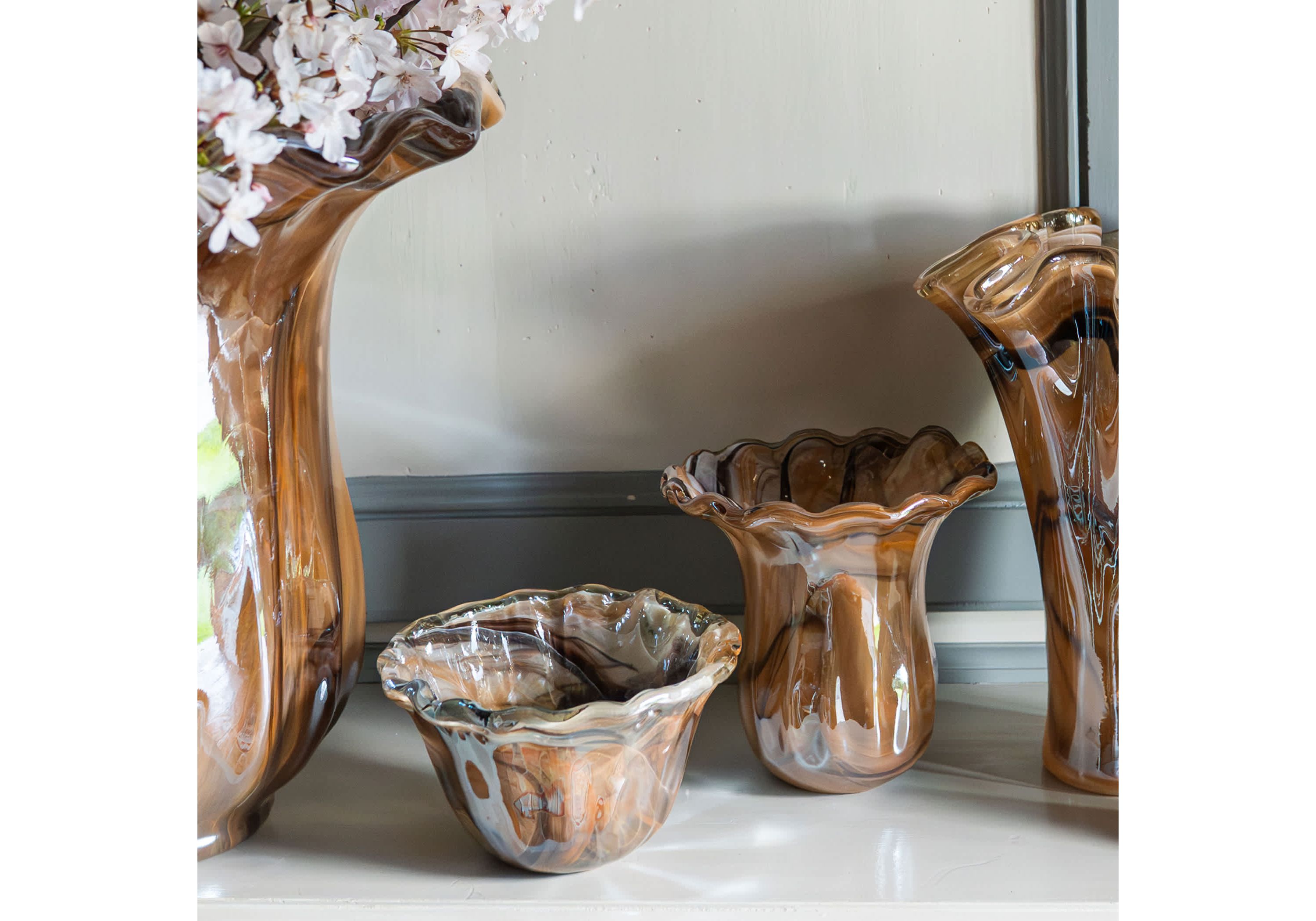 Onda Glass Tortoiseshell Short Vase