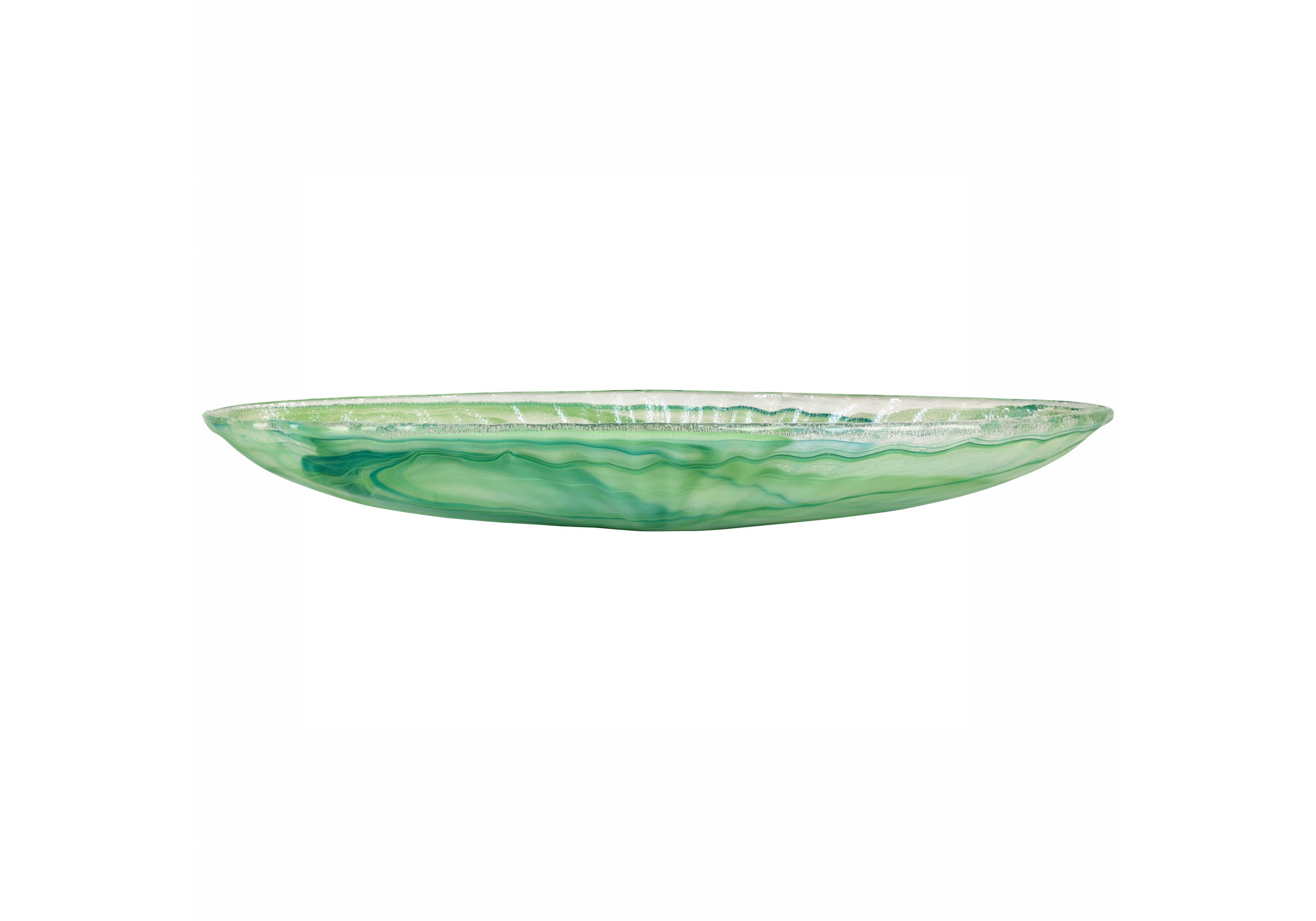 Onda Glass Green Long Oval Bowl