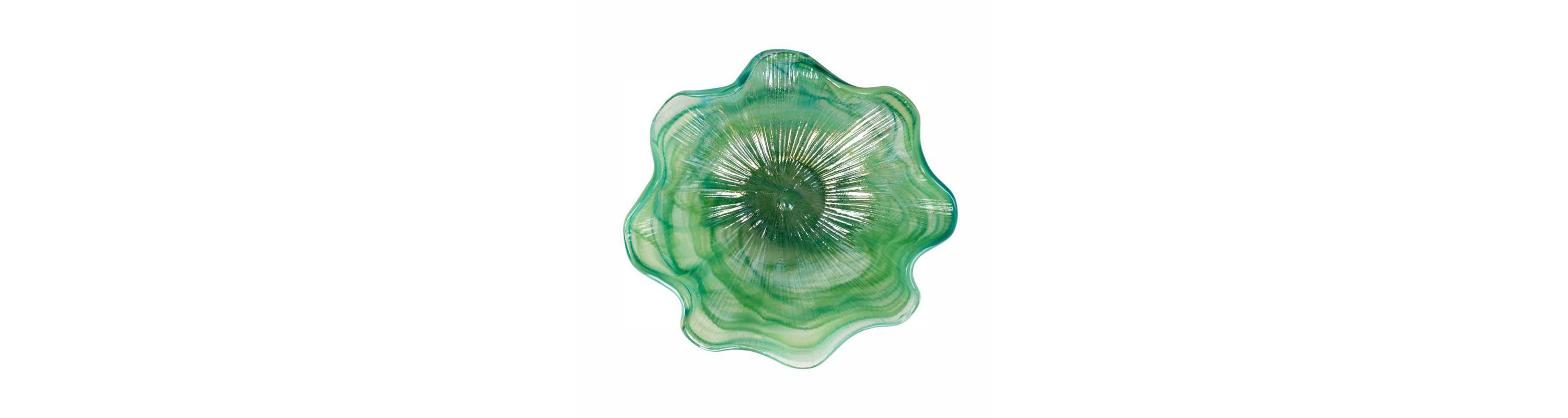 Onda Glass Green Ruffled Round Bowl