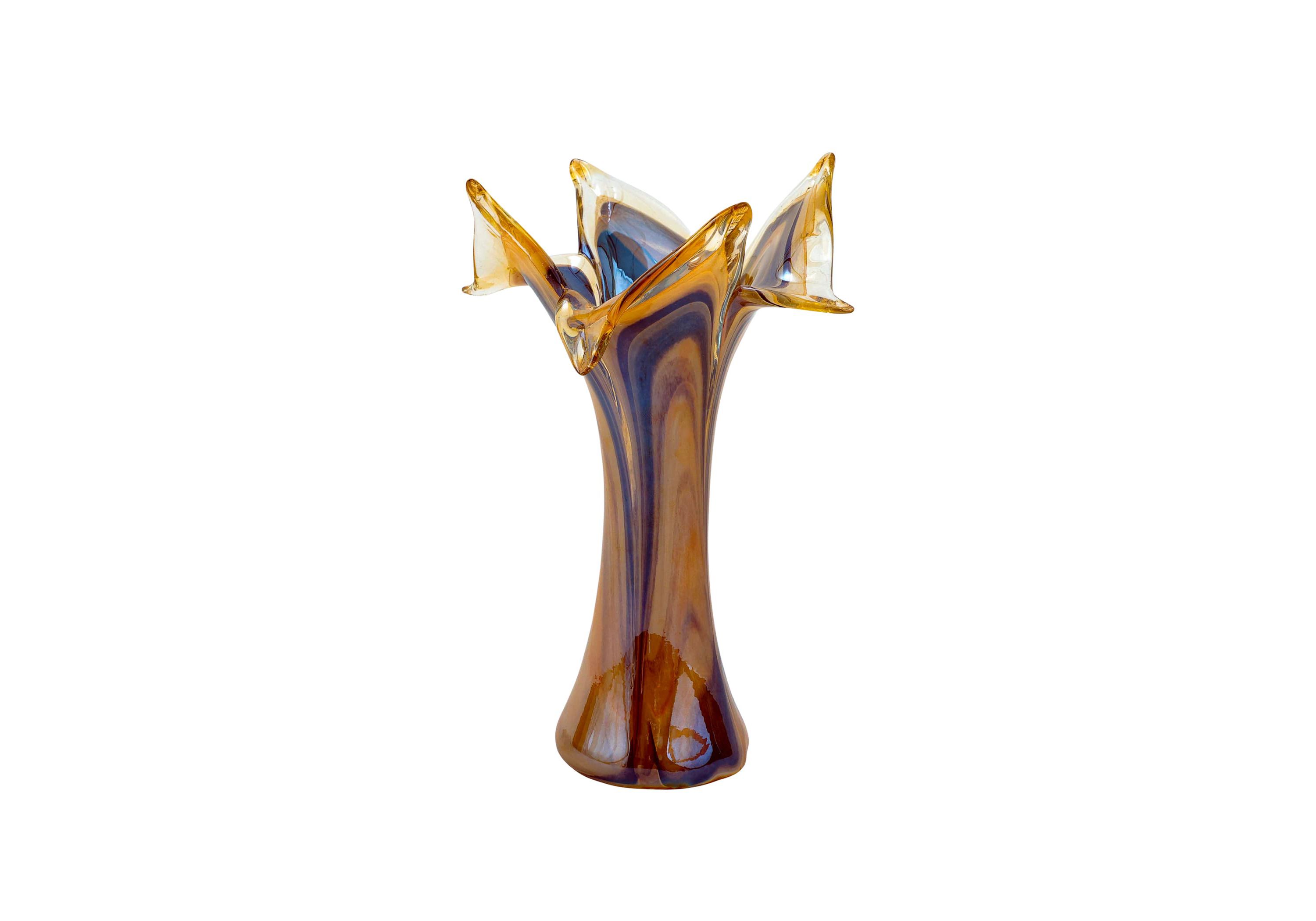 Onda Glass Tortoiseshell Twisted Flower Vase