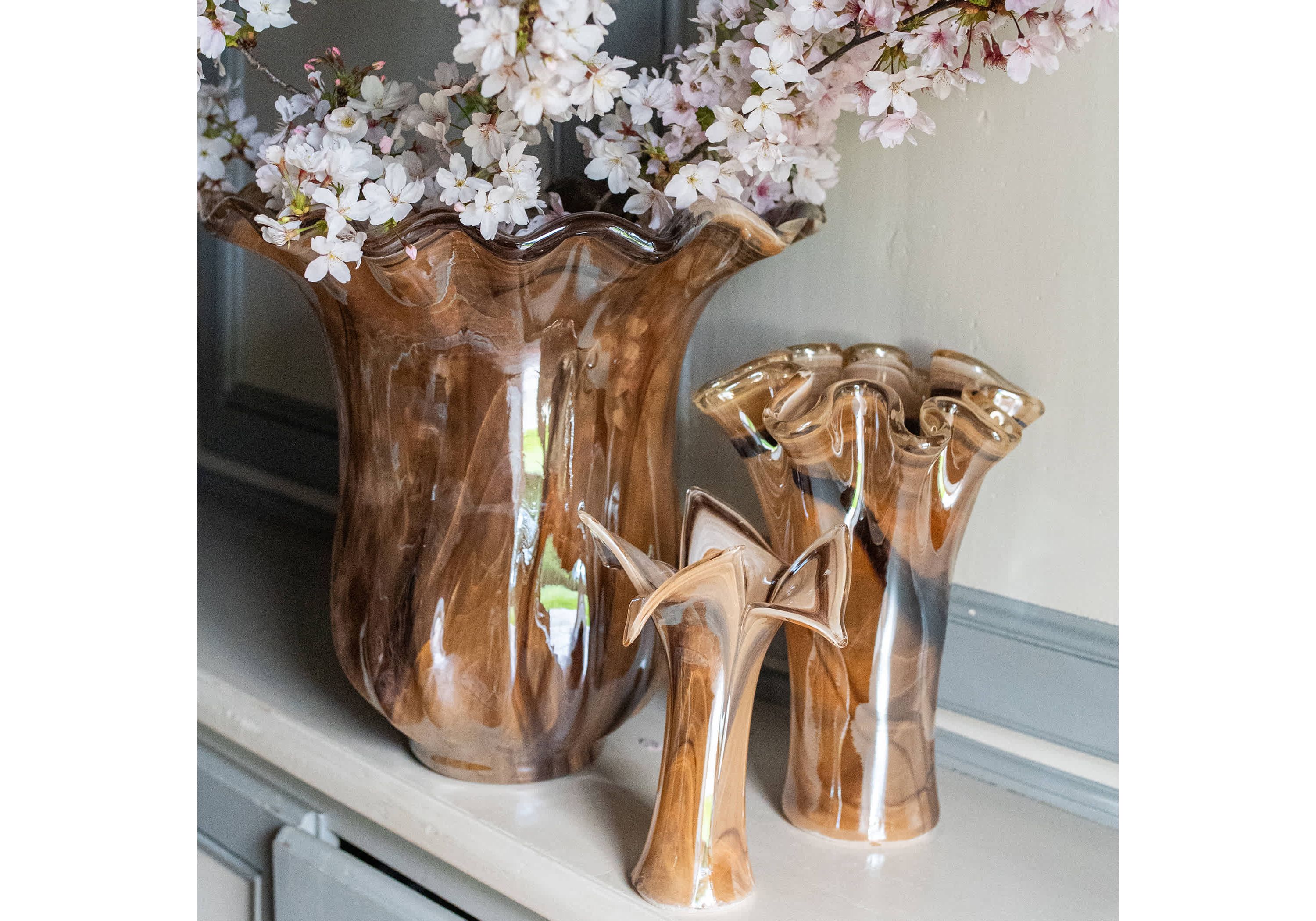 Onda Glass Tortoiseshell Twisted Flower Vase