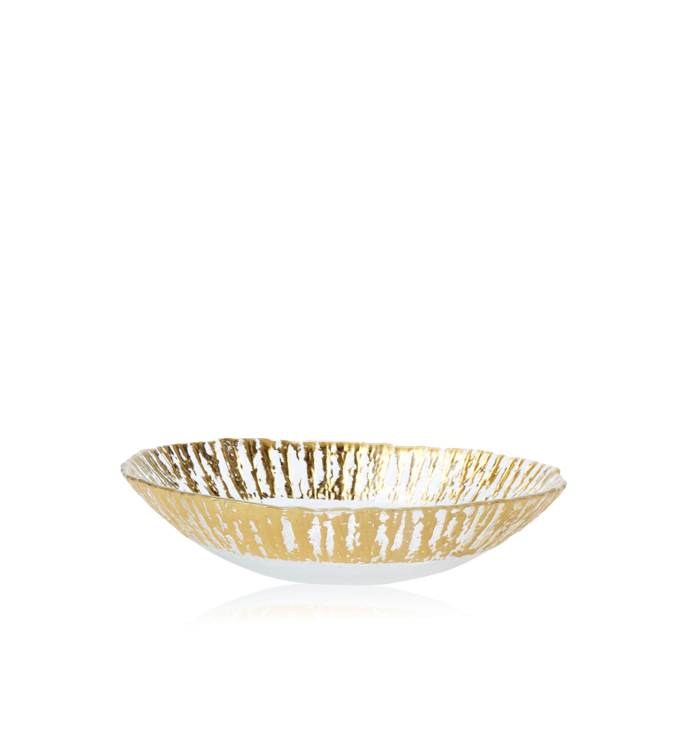 Ruffle Glass Gold Medium Oval Serving Bowl 11-in. x 7.5-in. x 2.25-in.