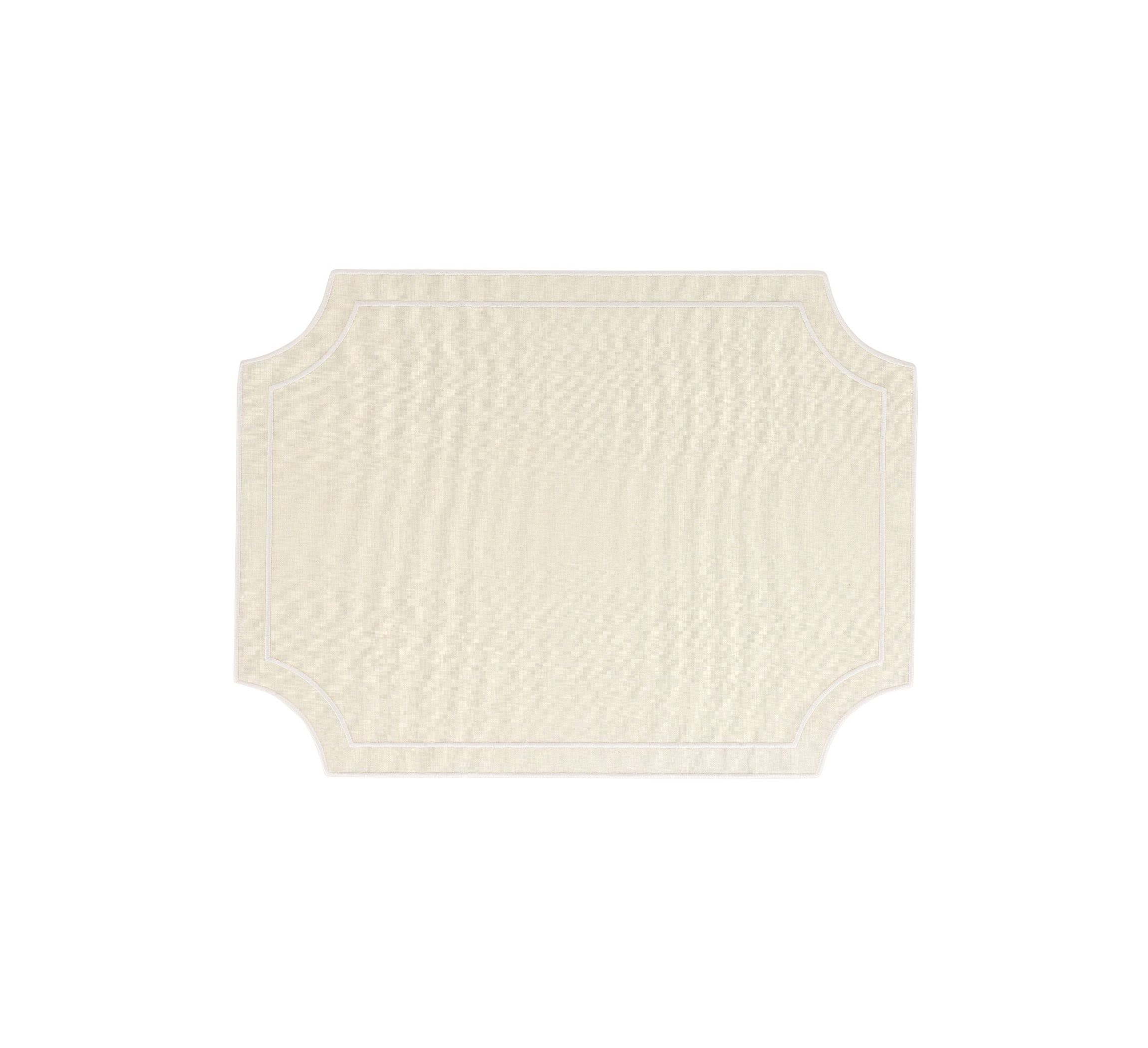 Tessuti Ivory Rectangular Placemats with White Stitching - Set of 4