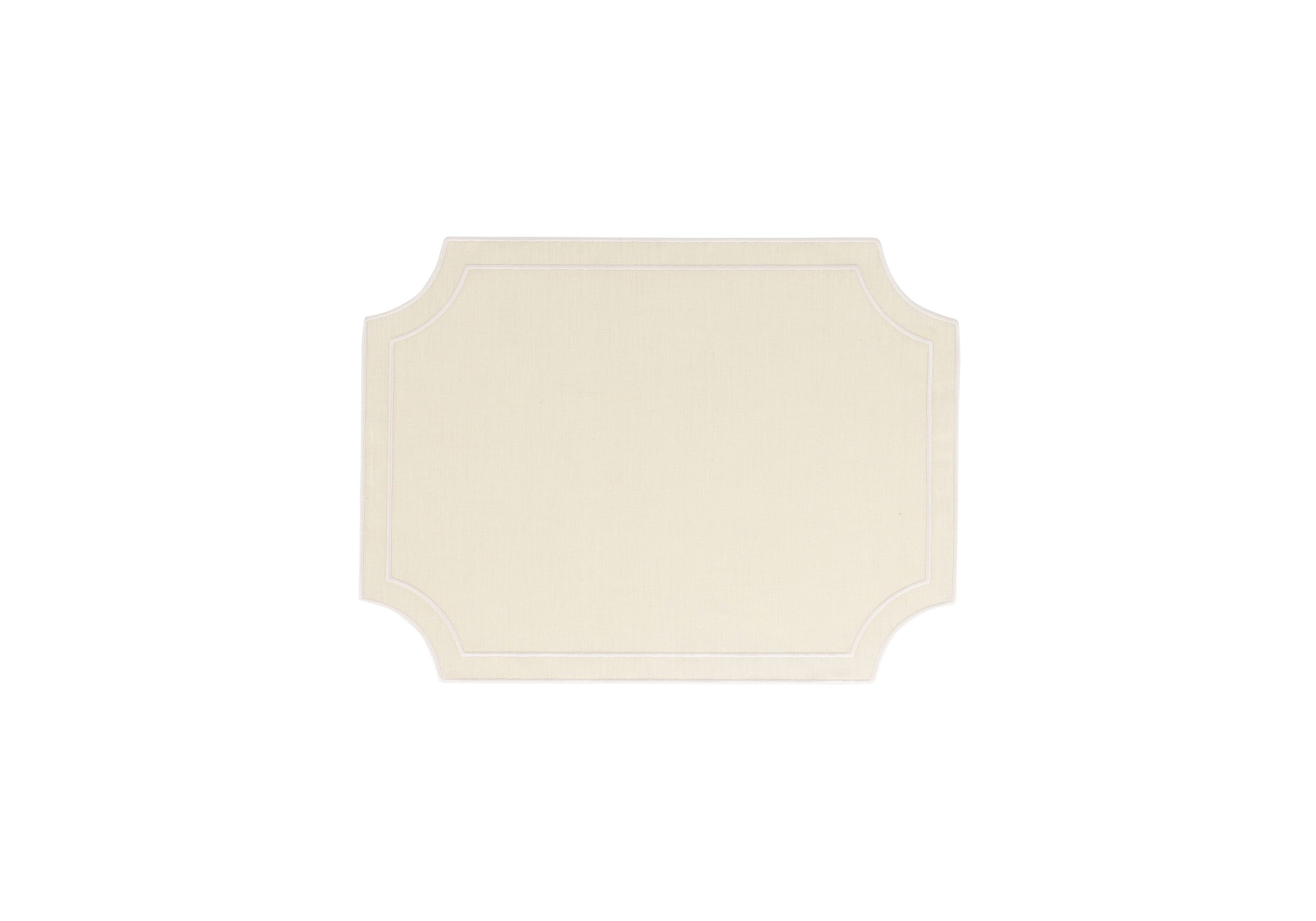Tessuti Ivory Rectangular Placemats with White Stitching - Set of 4