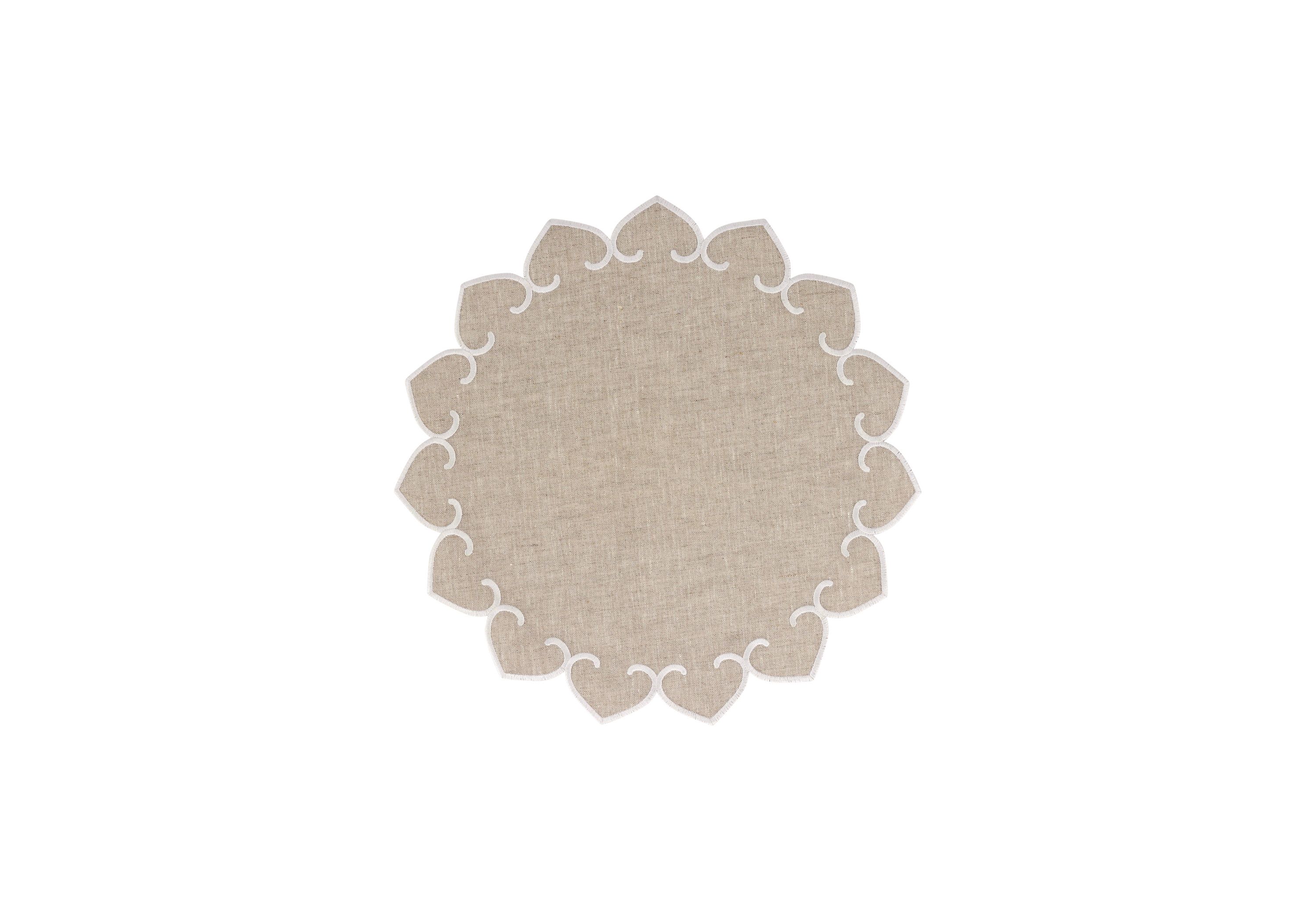 Tessuti Natural Round Placemats with White Stitching - Set of 4