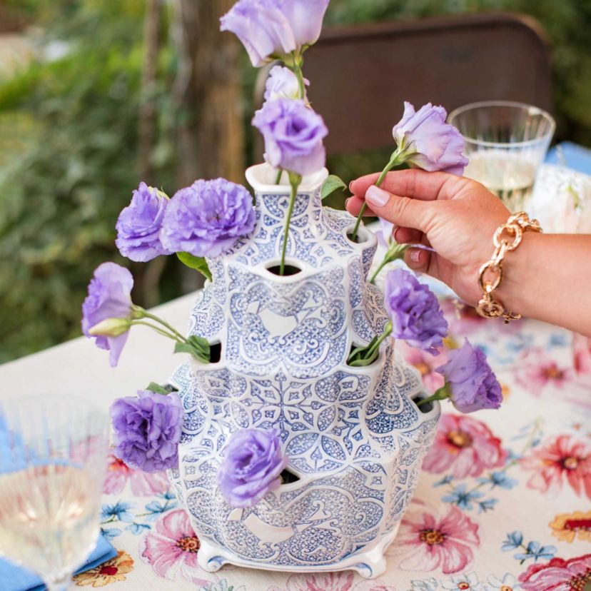 Vietri Uccello Blu Tulipiere | Belk