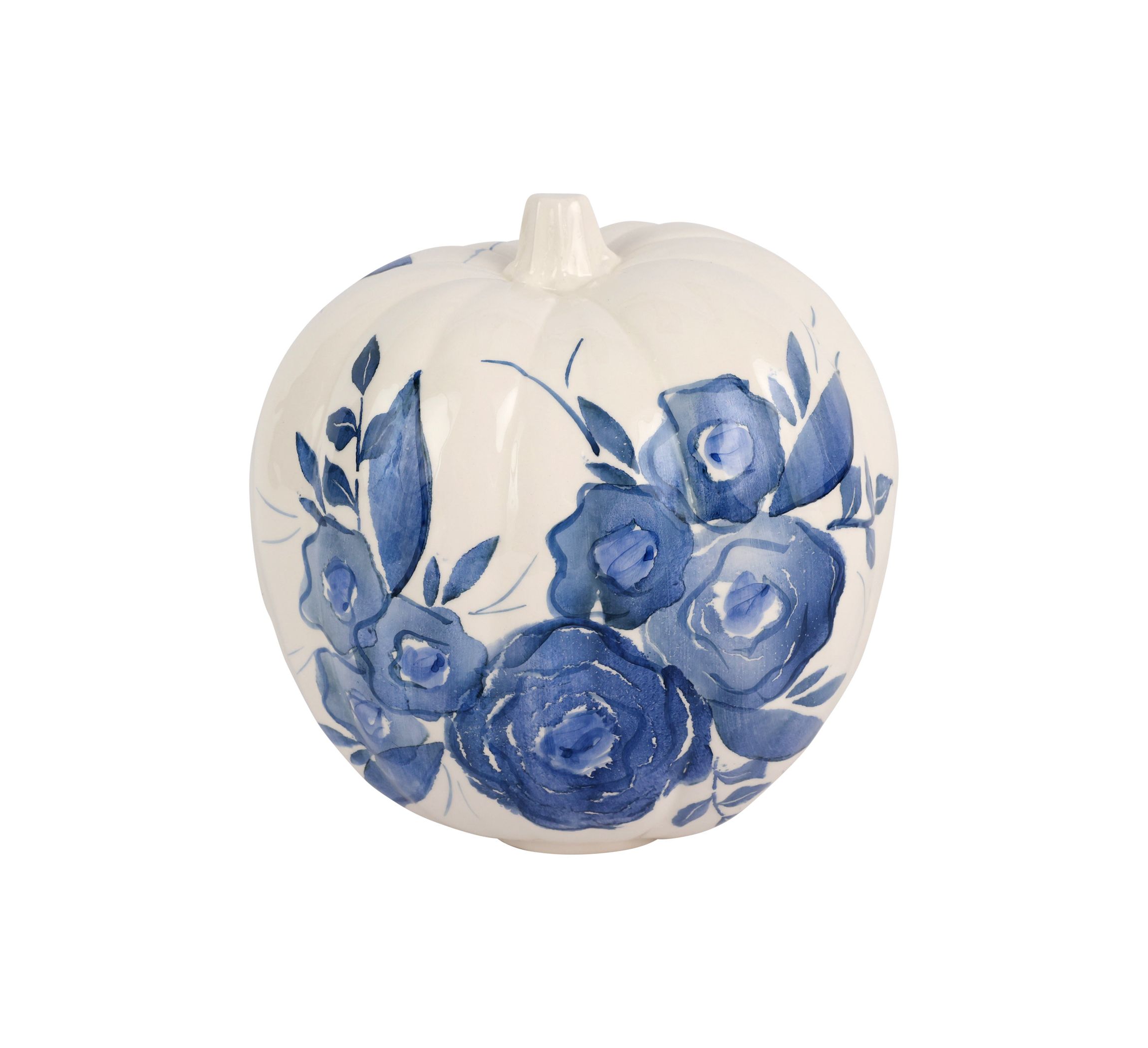 Blue Camellia Tall Figural Pumpkin