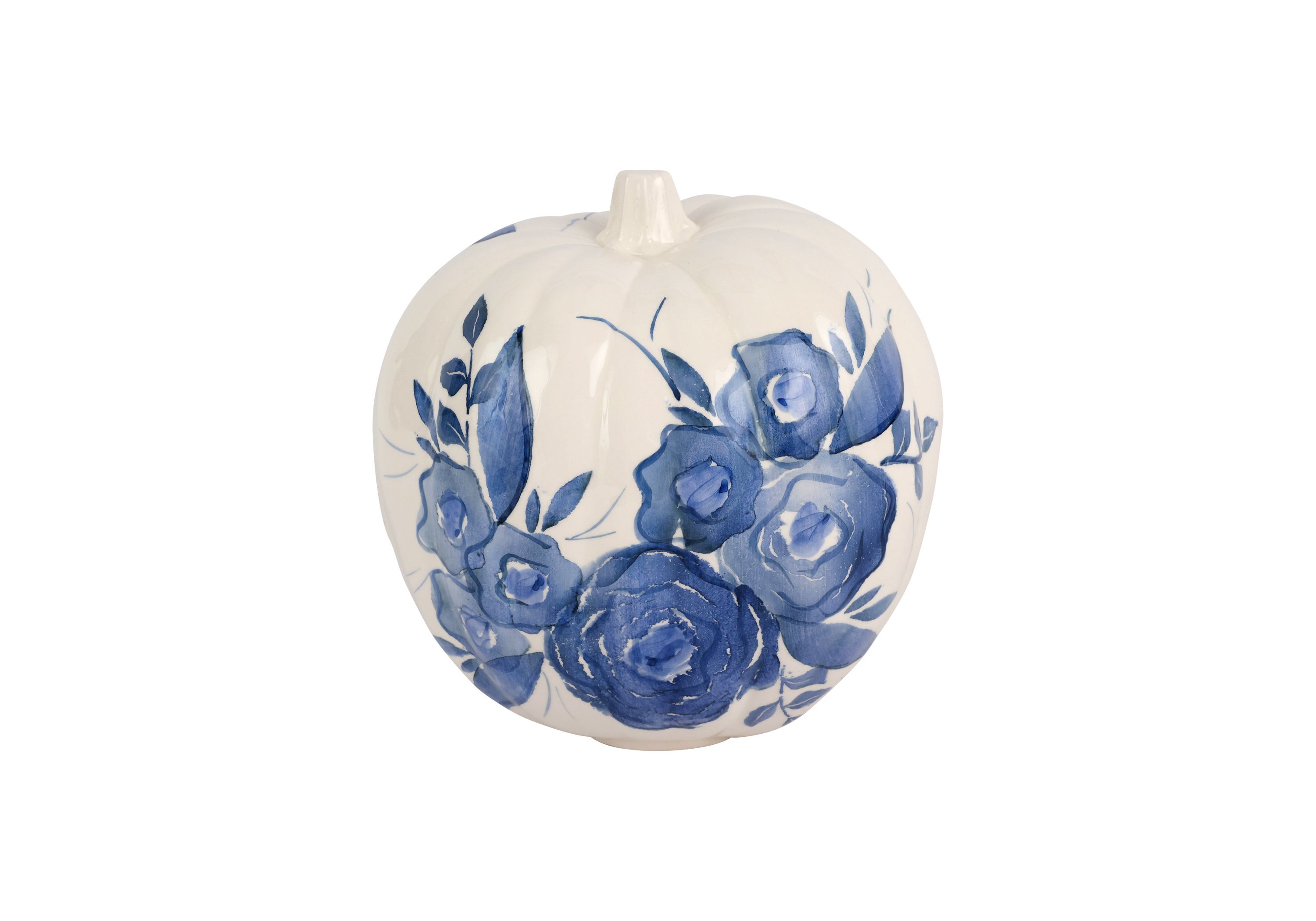 Blue Camellia Tall Figural Pumpkin