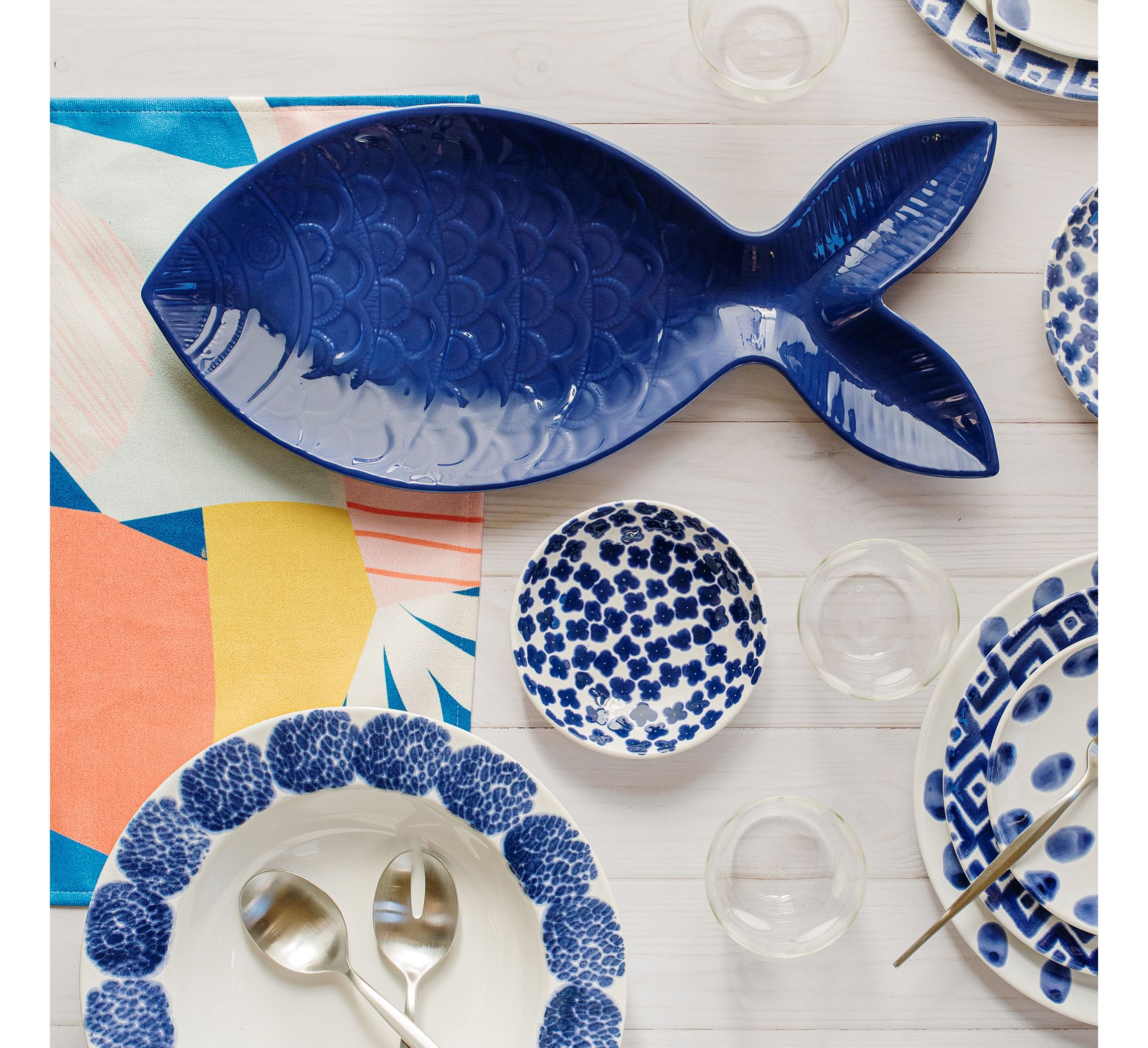 Santorini Large Cobalt Figural Fish Platter
