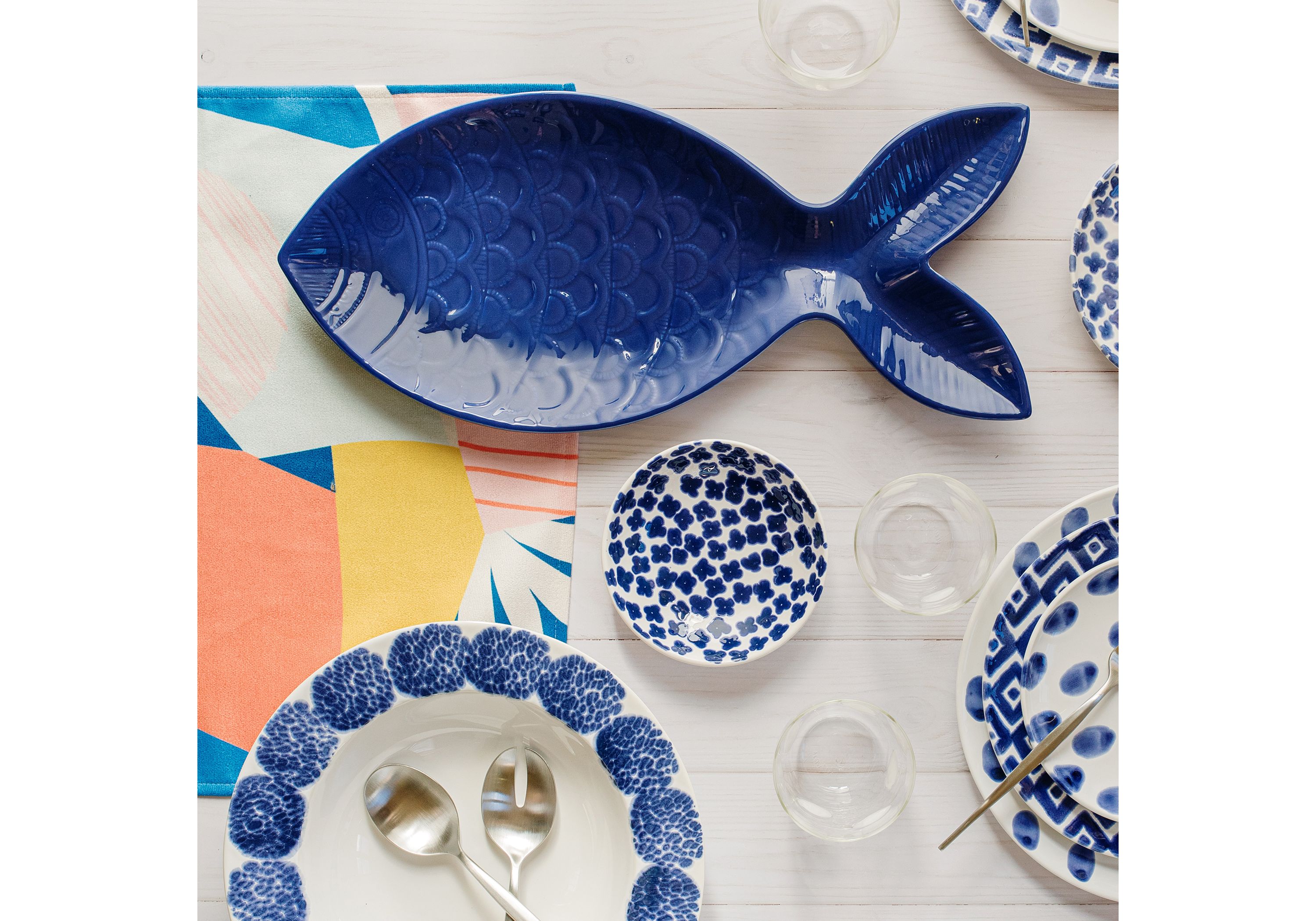 Santorini Large Cobalt Figural Fish Platter