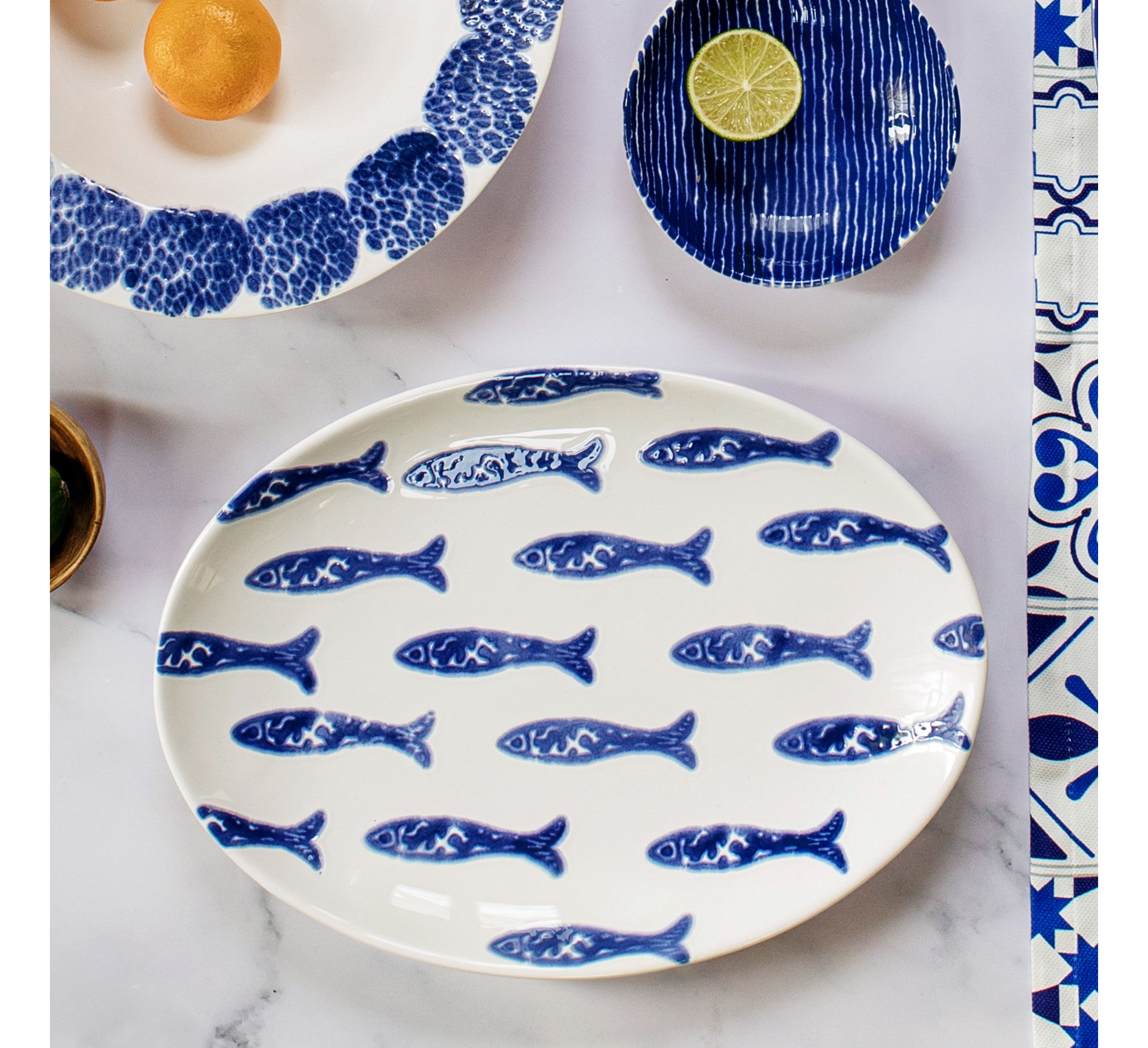 Santorini Fish Small Oval Platter