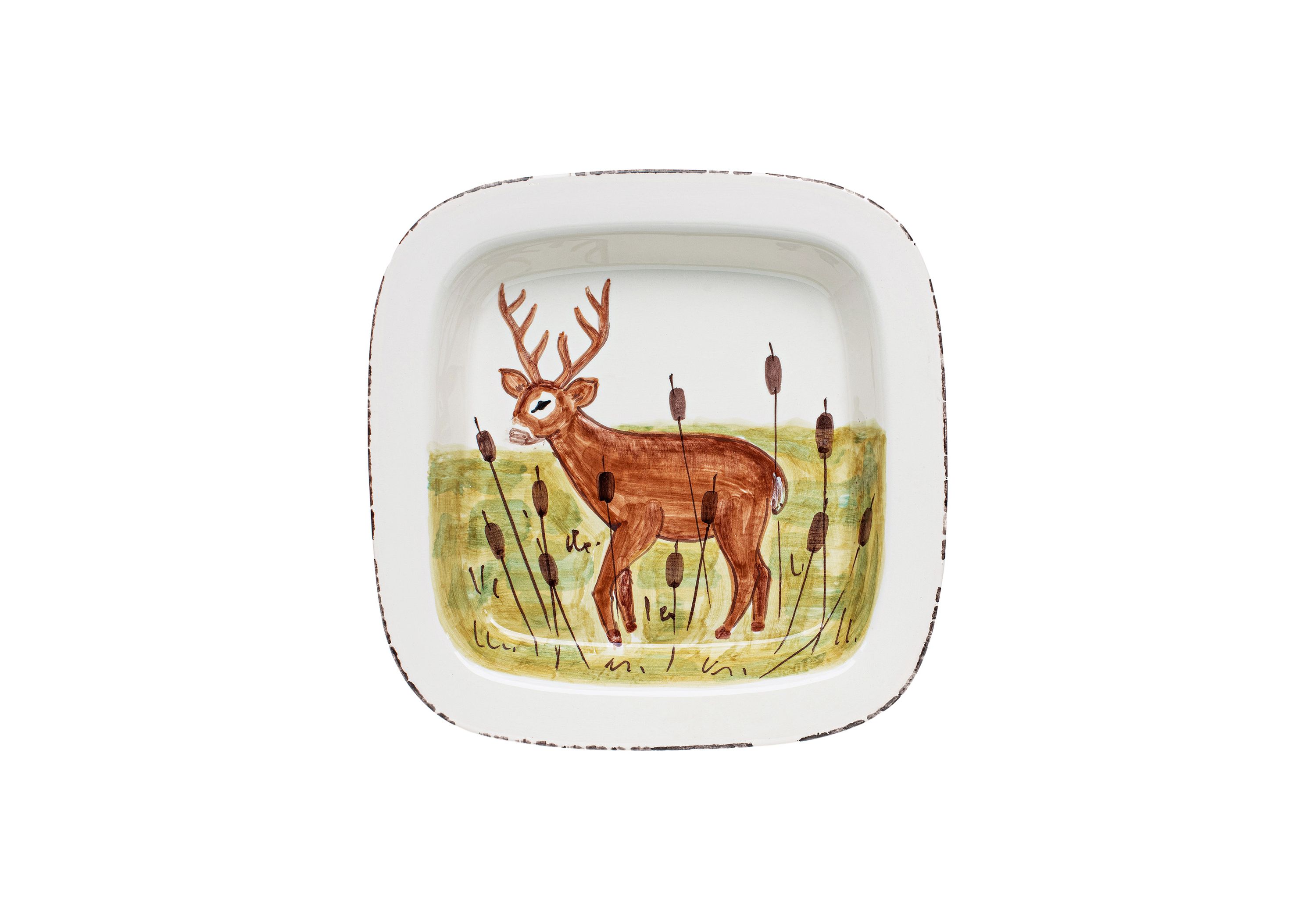 Wildlife Deer Rimmed Square Platter