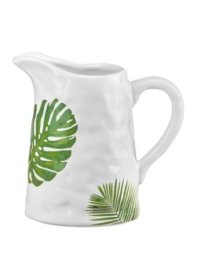 Palm Leaf Ceramic Pitcher