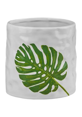 Palm Leaf Ceramic Utensil Holder