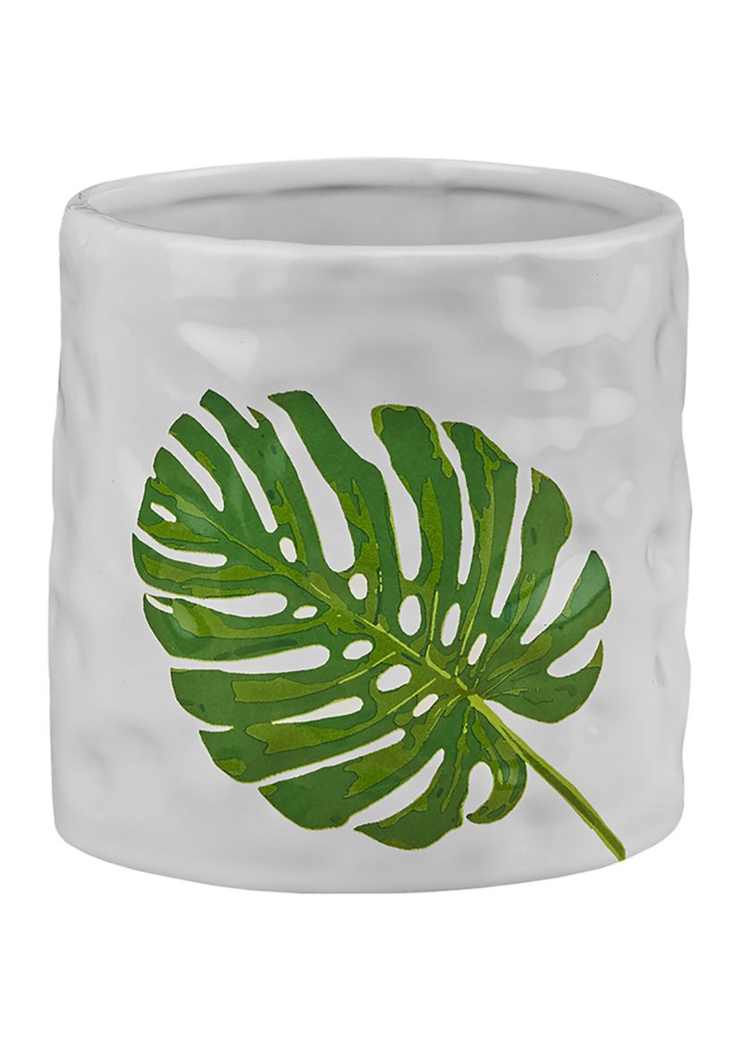 Palm Leaf Ceramic Utensil Holder