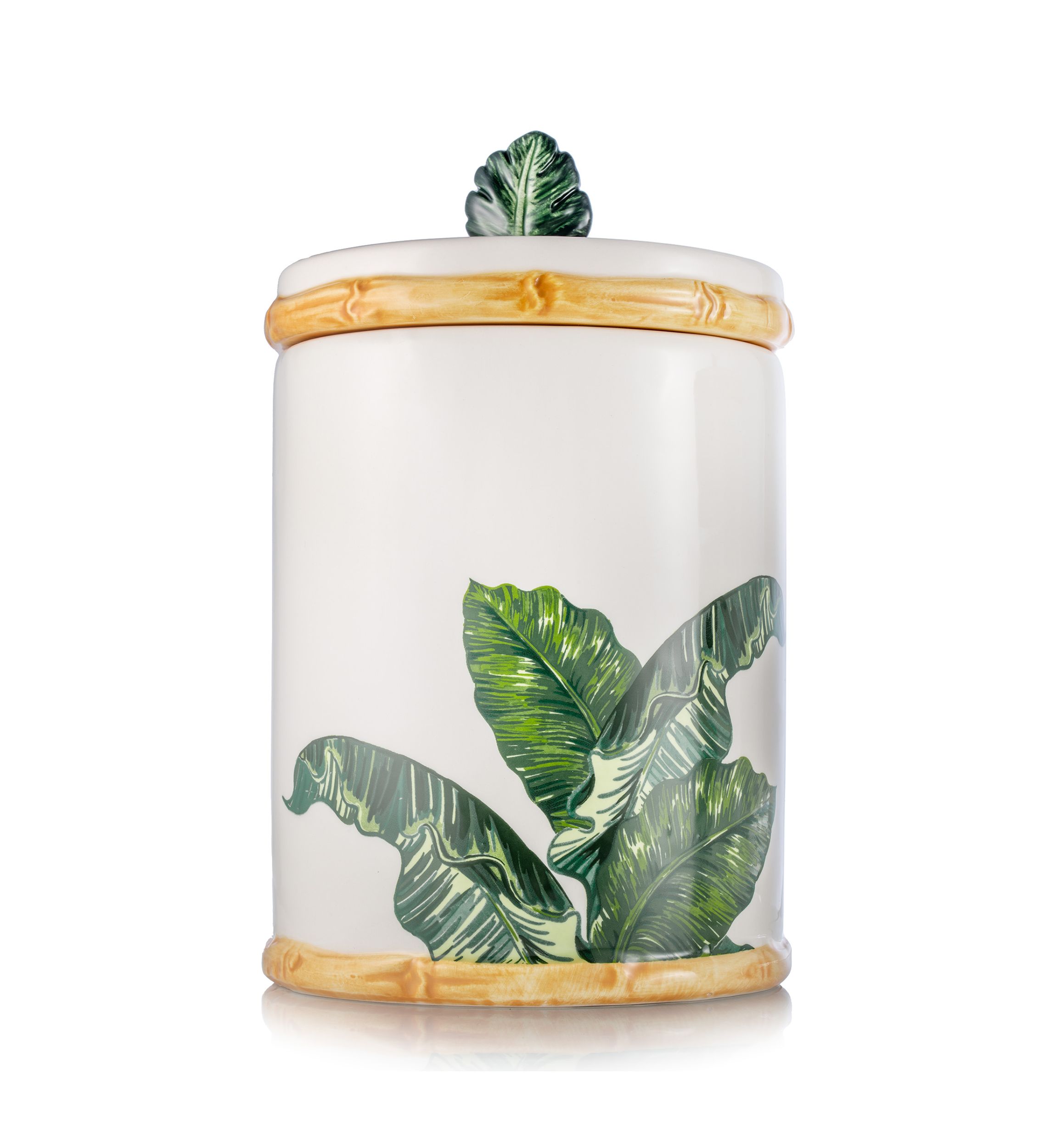 White Palm Leaf Canister