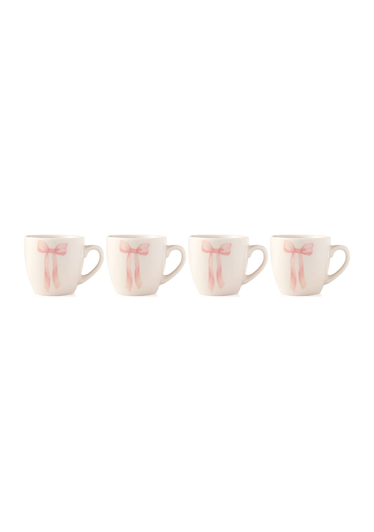 Set of 4 Pink Bow Espresso Mugs