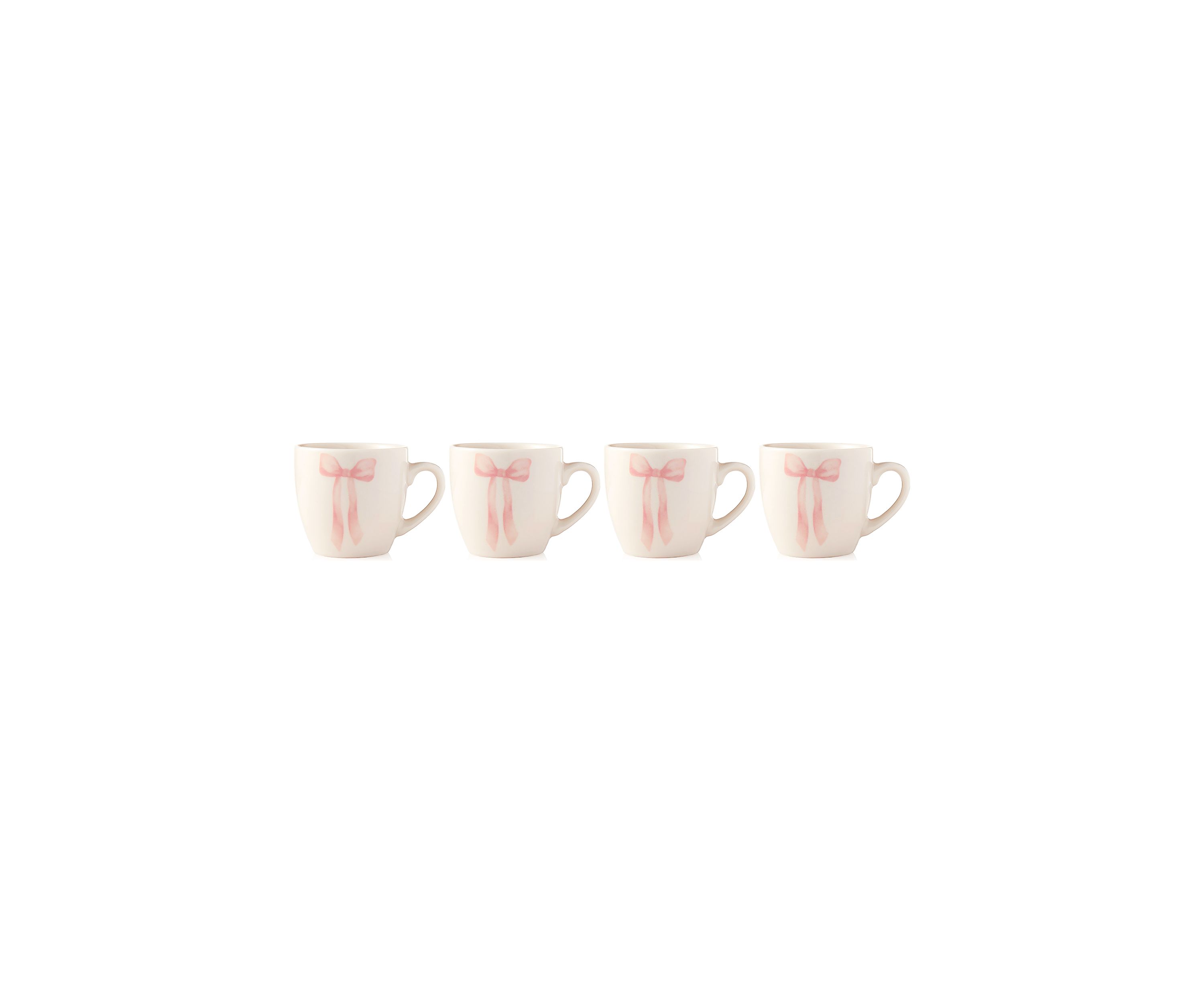 Set of 4 Pink Bow Espresso Mugs