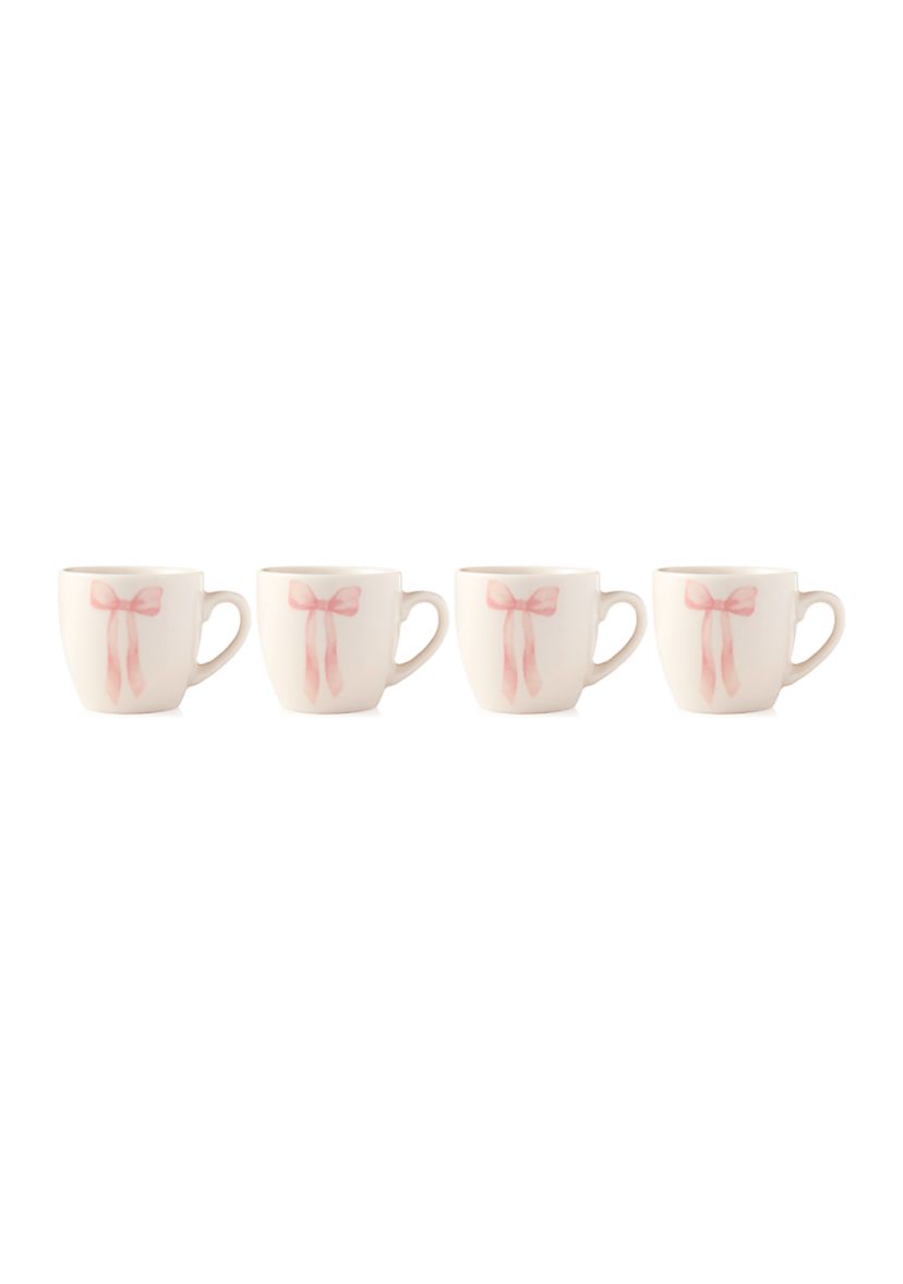 Set of 4 Pink Bow Espresso Mugs