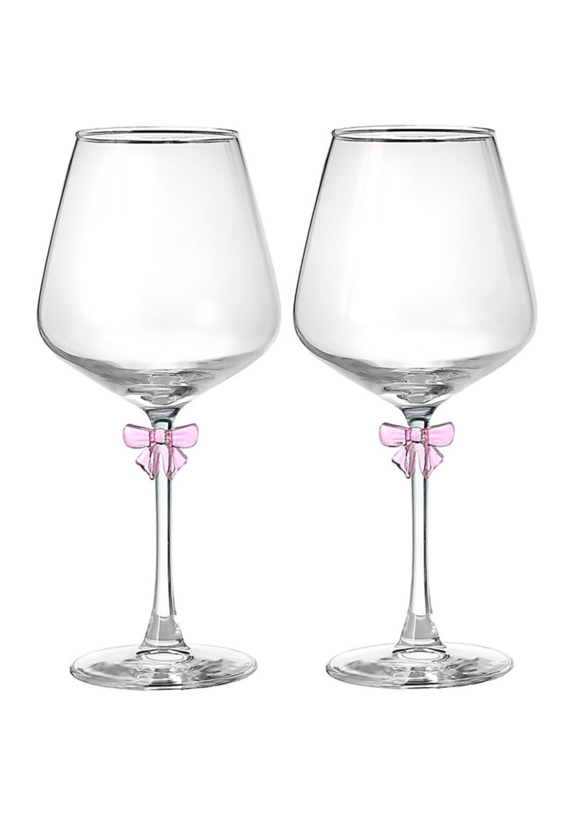 Set of 2 Bow Wine Glasses