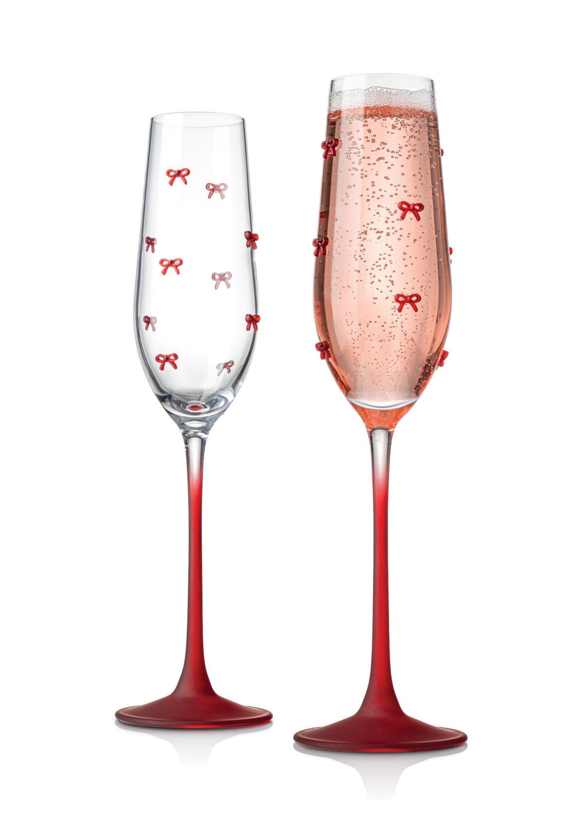 Red Stem Bow Flutes - Set of 2