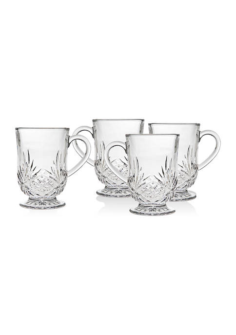 Godinger Dublin Crystal Set of 4 Coffee Mugs