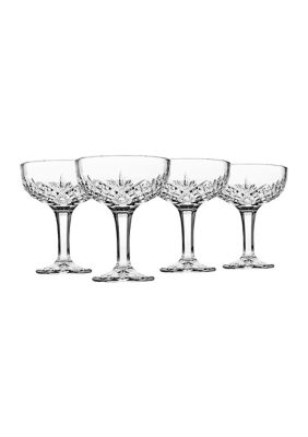 Godinger Dublin Crystal Champagne Coupe Glasses - Set of 4