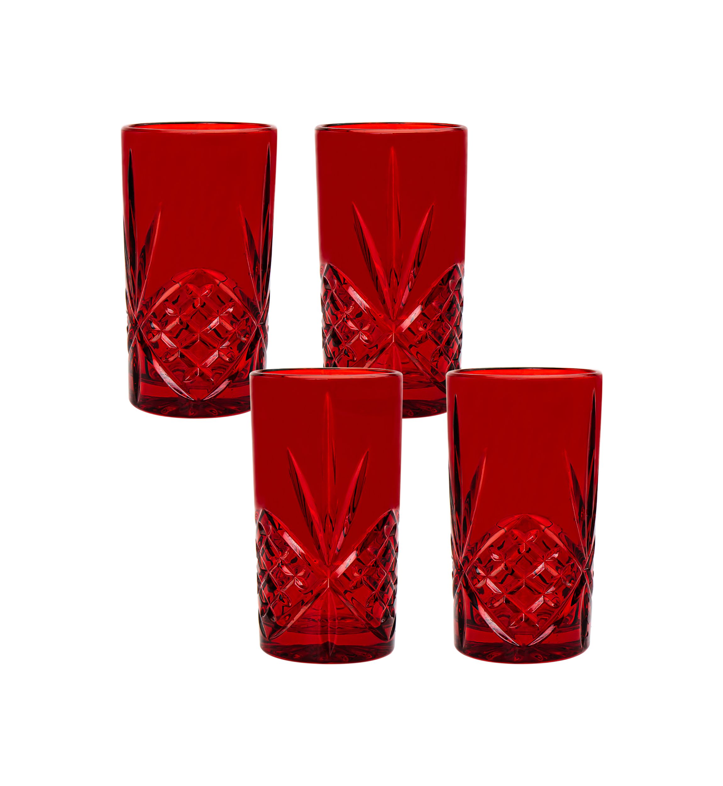 Dublin Red Highball Glasses- Set of 4
