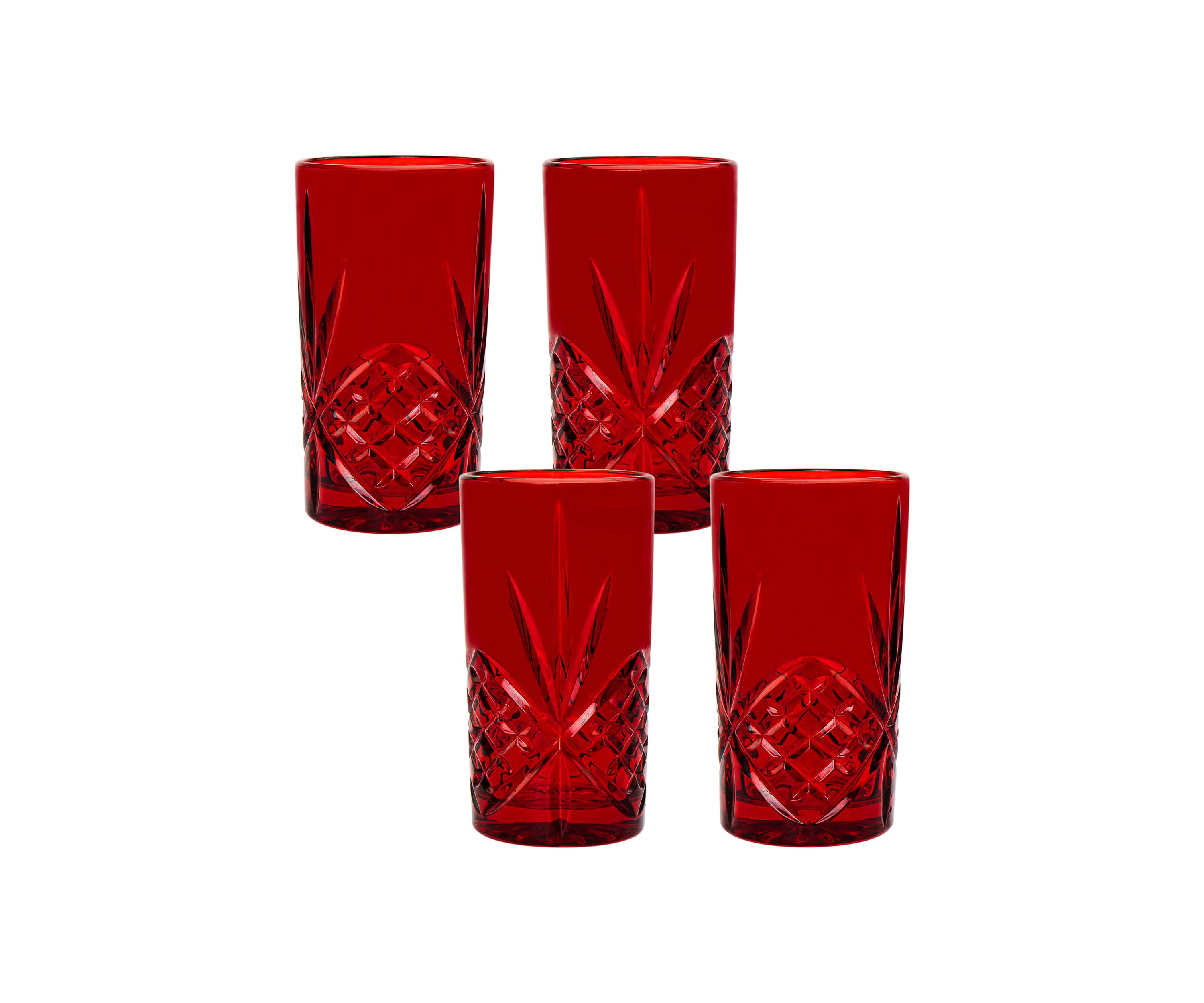 Dublin Red Highball Glasses- Set of 4