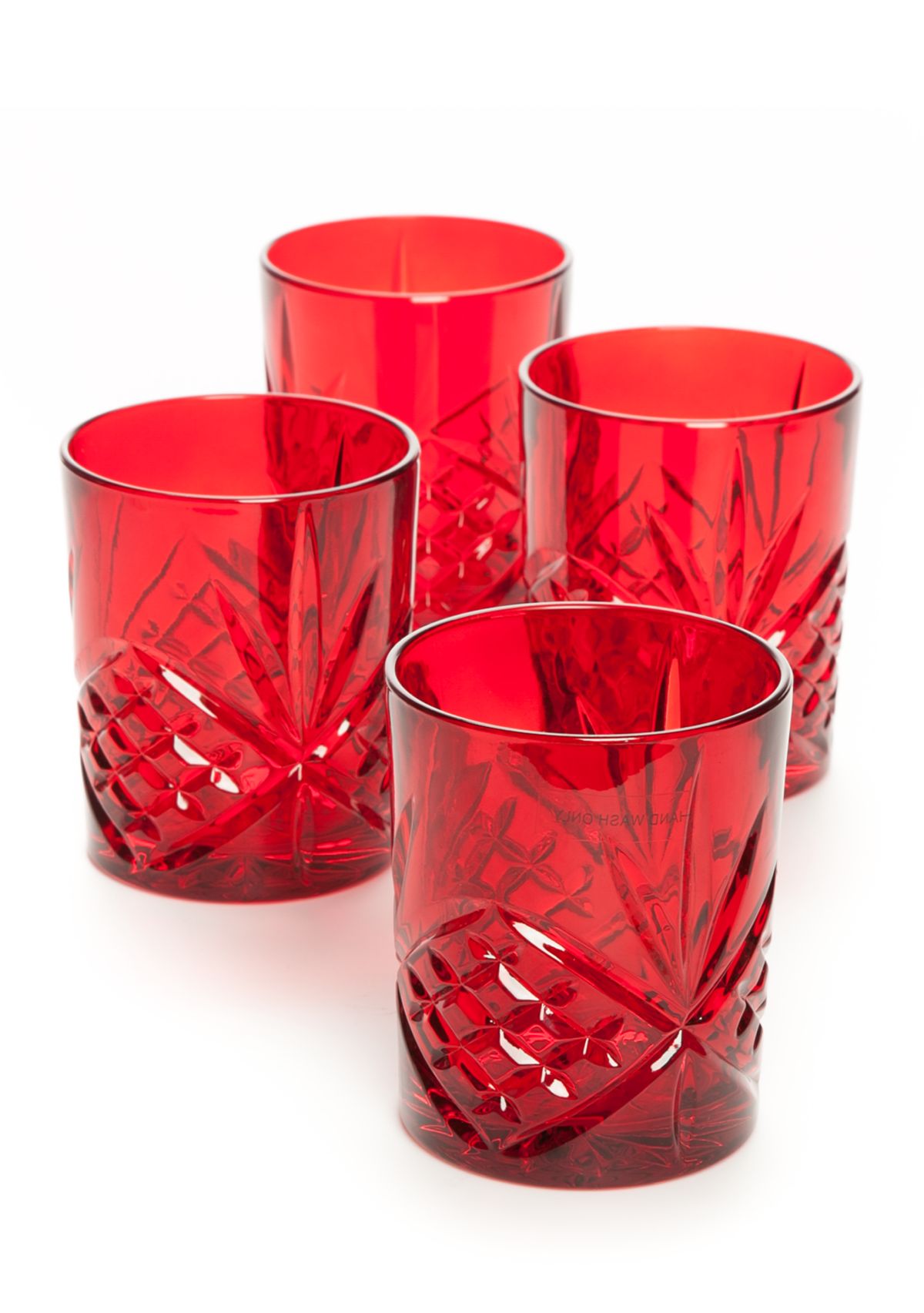 Dublin Red Double Old Fashion Glass, Set of 4