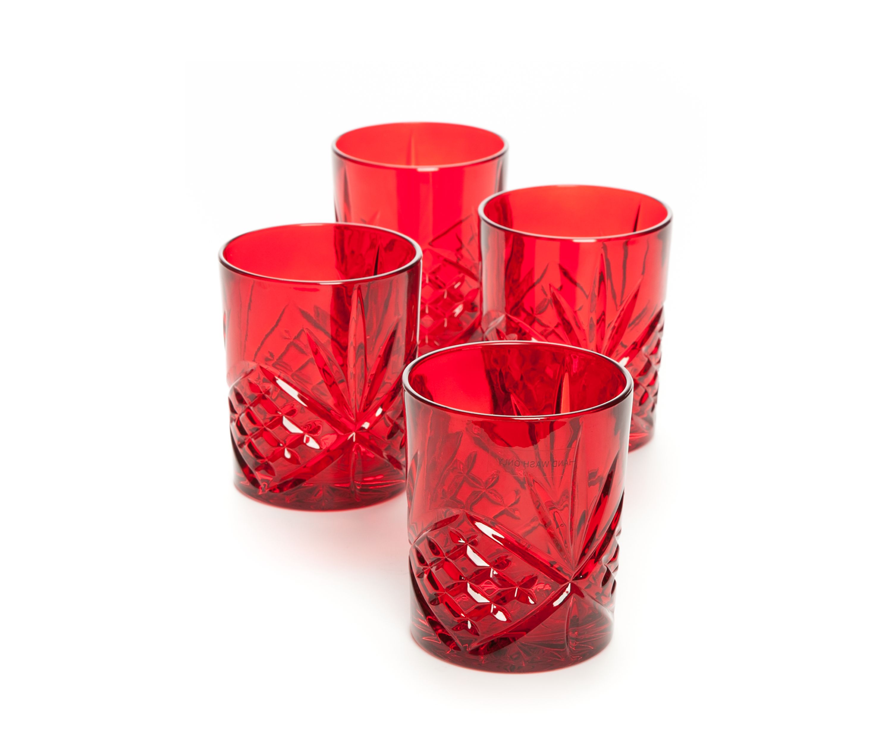 Dublin Red Double Old Fashion Glass, Set of 4